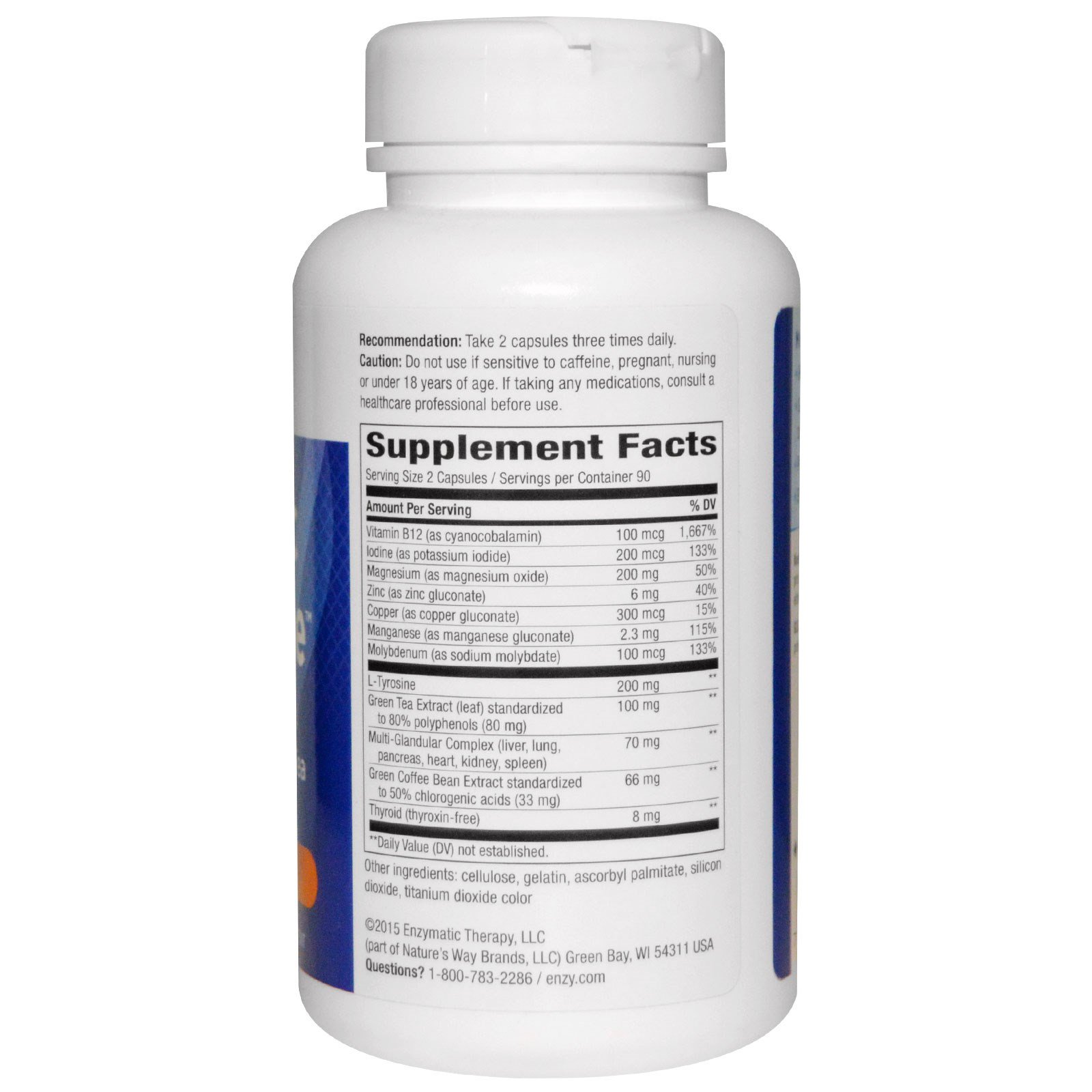 Nature's Way, Metabolic Advantage, Fórmula para a Tireóide com Café Verde e Chá Verde, Metabolismo, 180 Cápsulas - Imagem 2