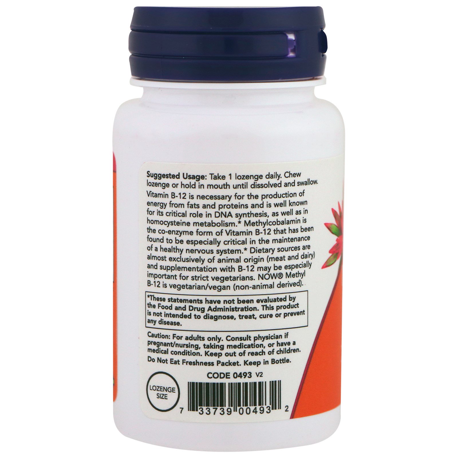 Now Foods, Metil B-12, 5000 mcg, 120 Pastilhas - Imagem 3