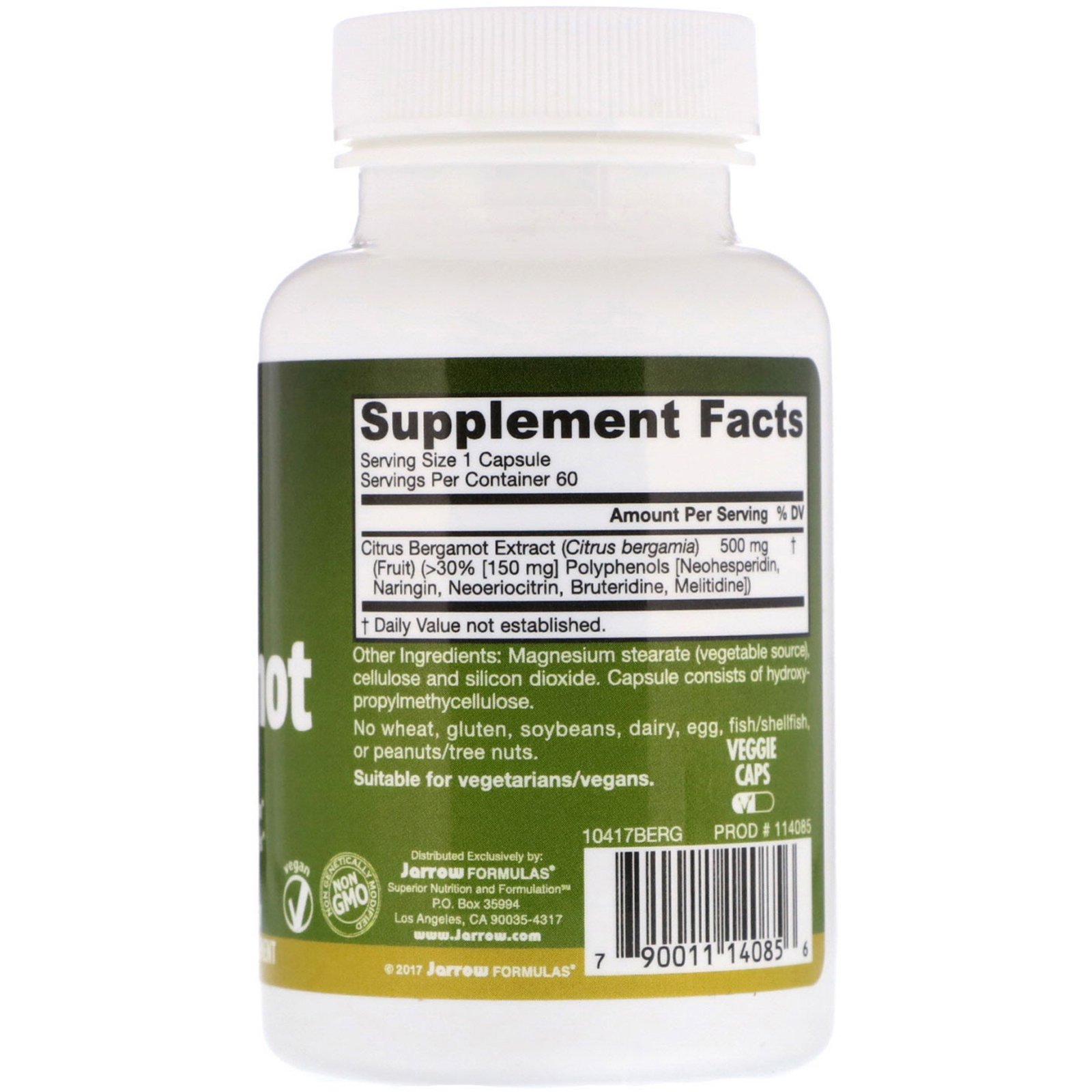 Jarrow Formulas, Citram Bergamota, 500 mg, 60 Cápsulas Vegetais - Imagem 2