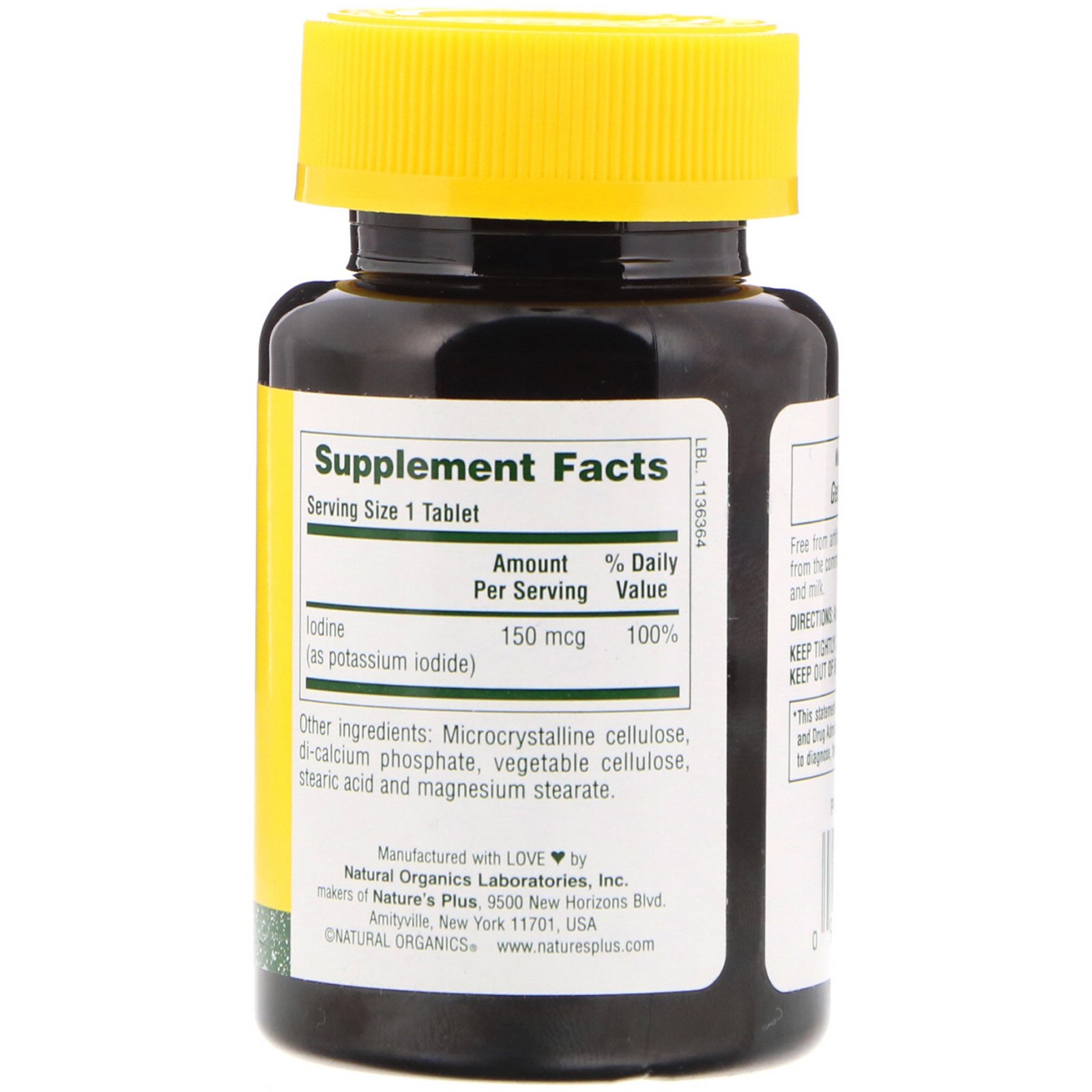 Nature's Plus, Iodídio de Potássio, 150 mcg, 100 Tabletes - Imagem 2
