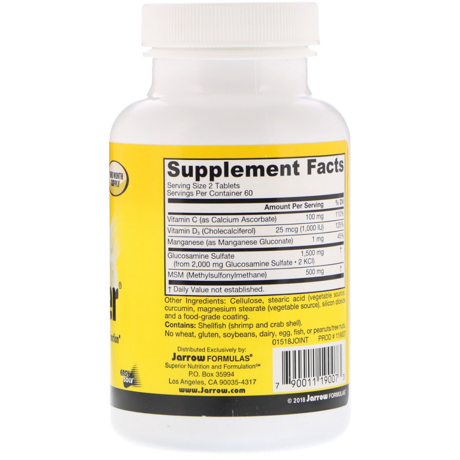 Jarrow Formulas, Joint Builder, Glucosamine Sulfate with MSM, 120 Tablets - Imagem 2