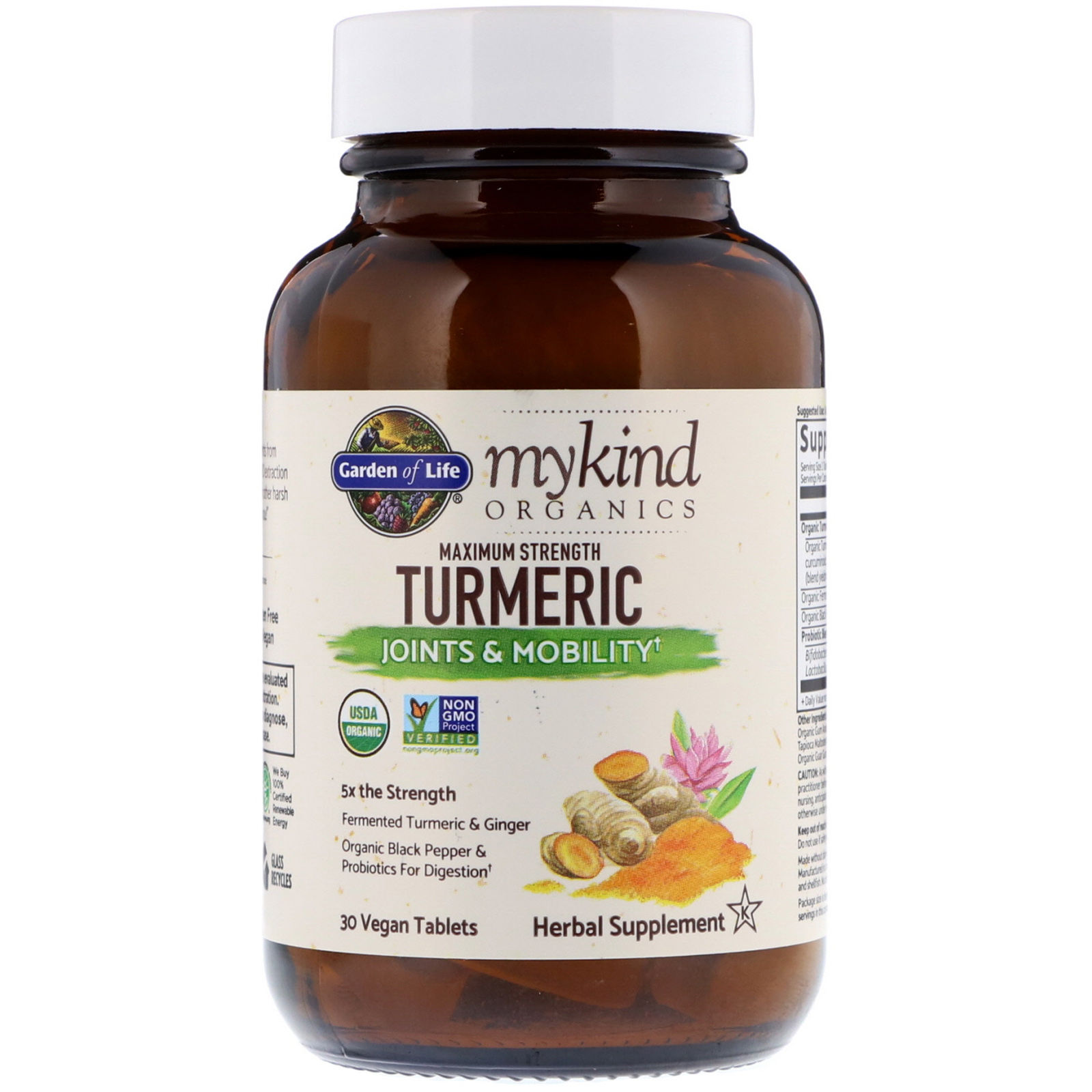 Garden of Life, MyKind Organics, Maximum Strength, Turmeric, Joints & Mobility, 30 Vegan Tablets - Imagem 3