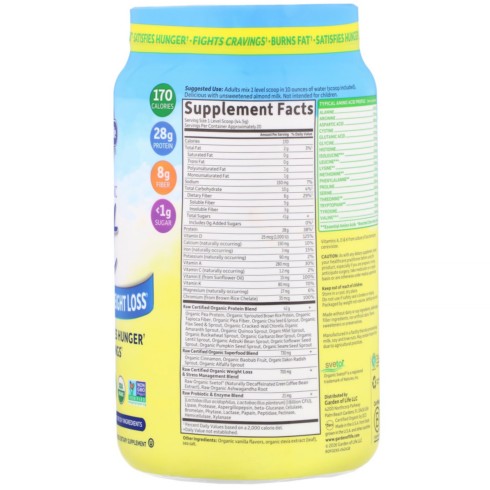 Garden of Life, RAW Organic Fit, High Protein for Weight Loss, Original, 31.39 oz (890 g) - Imagem 2