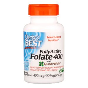 Doctor's Best, Folato 400 Totalmente Ativo com Quatrefolic, 400 mcg, 90 Cápsulas Vegetais