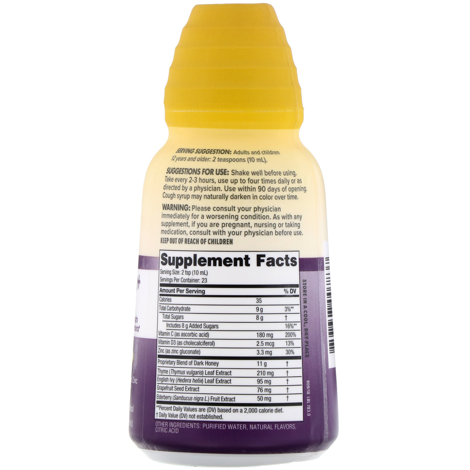 Zarbee's, Xarope Completo para Tosse + Imunológico, Baga Natural, 8 fl oz (236 ml) - Imagem 2