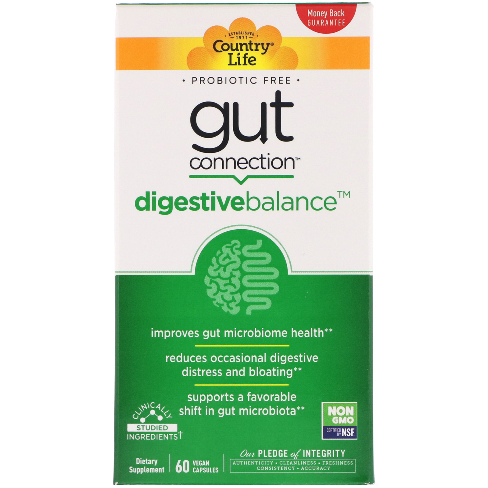 Country Life, Gut Connection, Digestive Balance, 60 Cápsulas Veganas - Imagem 2