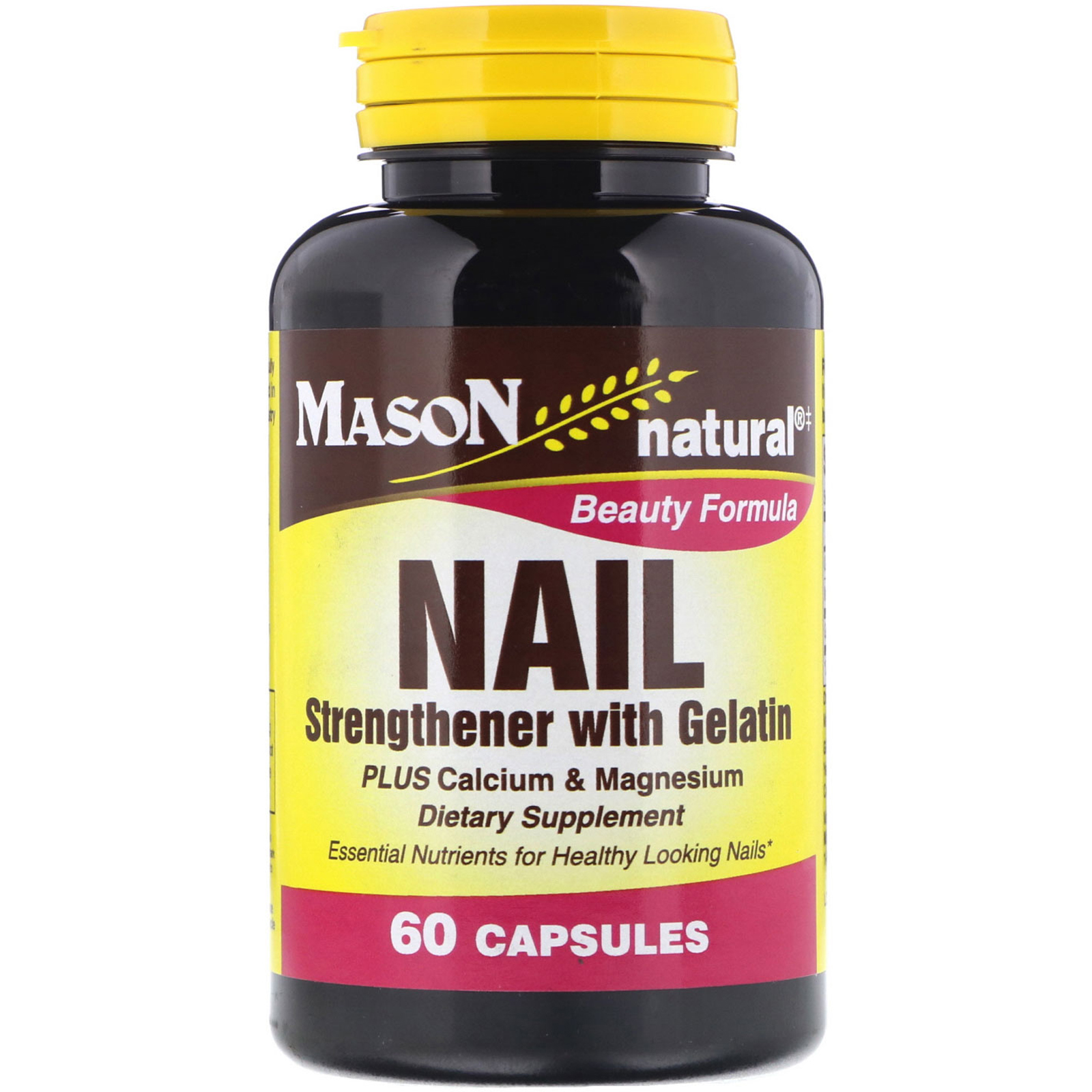 Mason Natural, Fortificador de Unhas com Gelatina, 60 Cápsulas