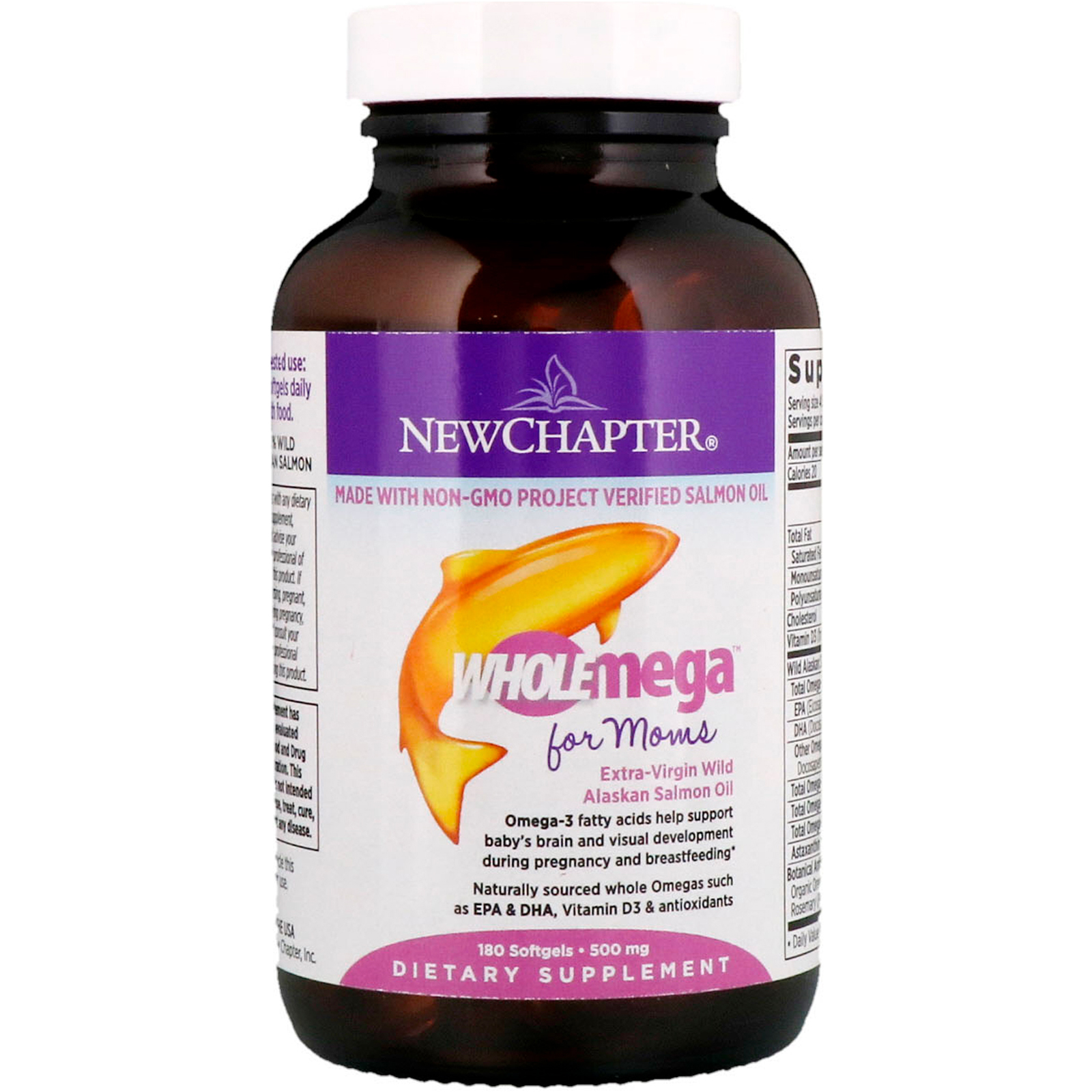 New Chapter, Wholemega para Mães, 500 mg, 180 Cápsulas Gelatinosas - Imagem 3