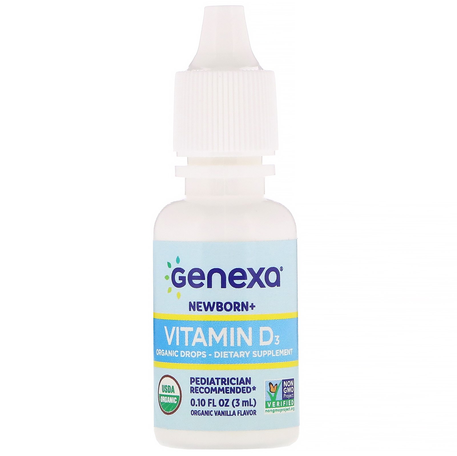 Genexa, Vitamina D3 para Bebês, Recém-Nascidos+, Sabor de Baunilha Orgânica, 400 UI, 3 ml (0,10 fl oz) - Imagem 3