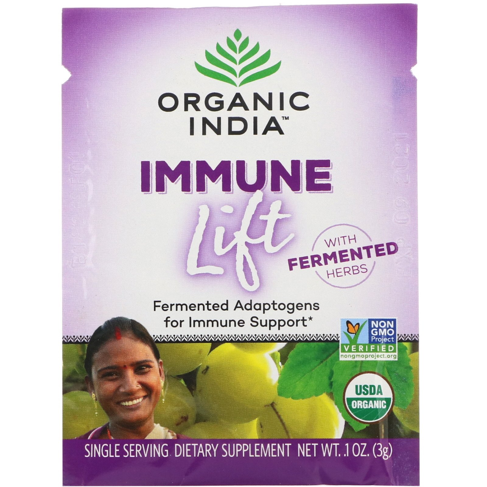 Organic India, Immune Lift, Fermented Adaptogens, 15 Packs, 0.1 oz (3 g) Each - Imagem 3