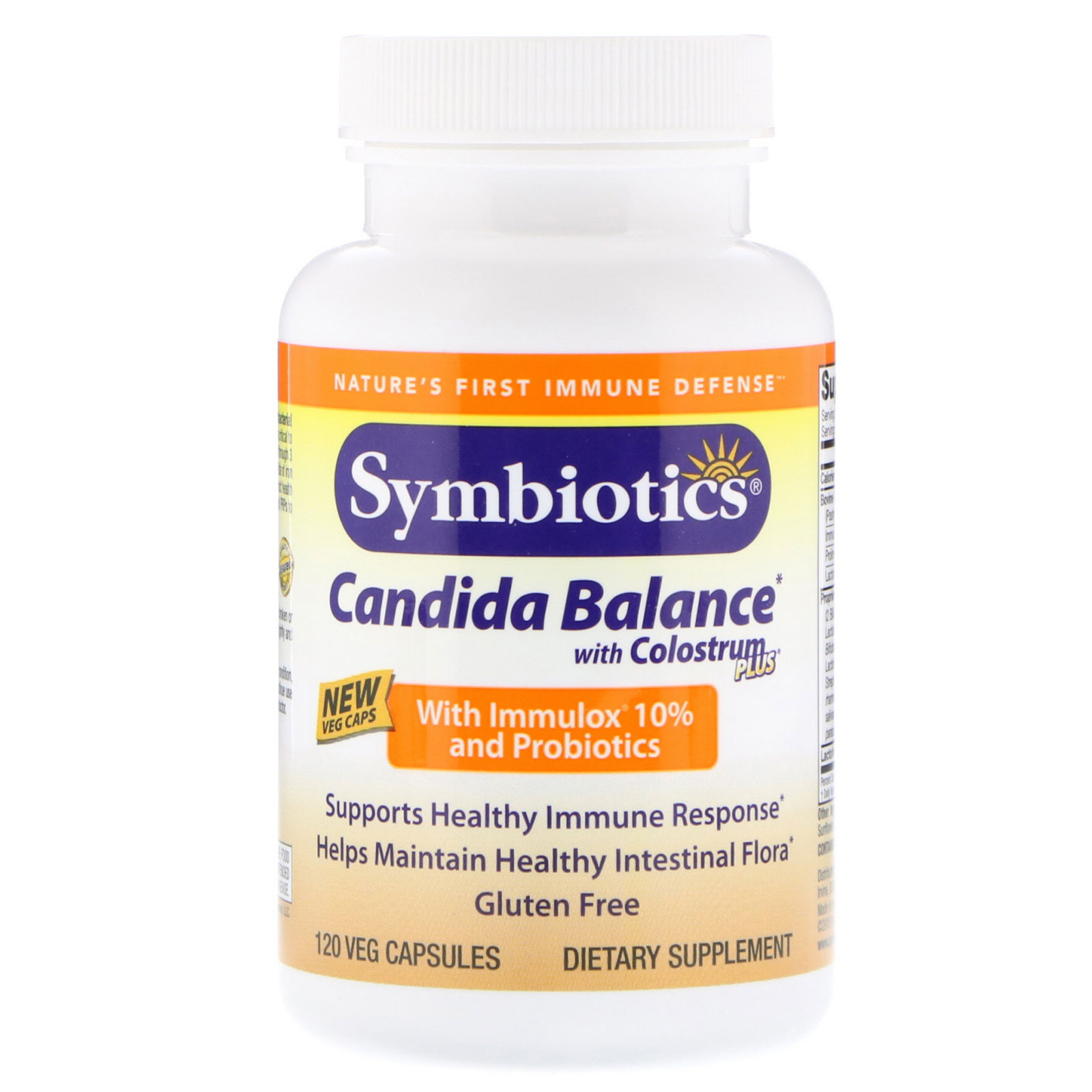 Symbiotics, Candida Balance with Colostrum Plus, 120 Cápsulas Vegetais