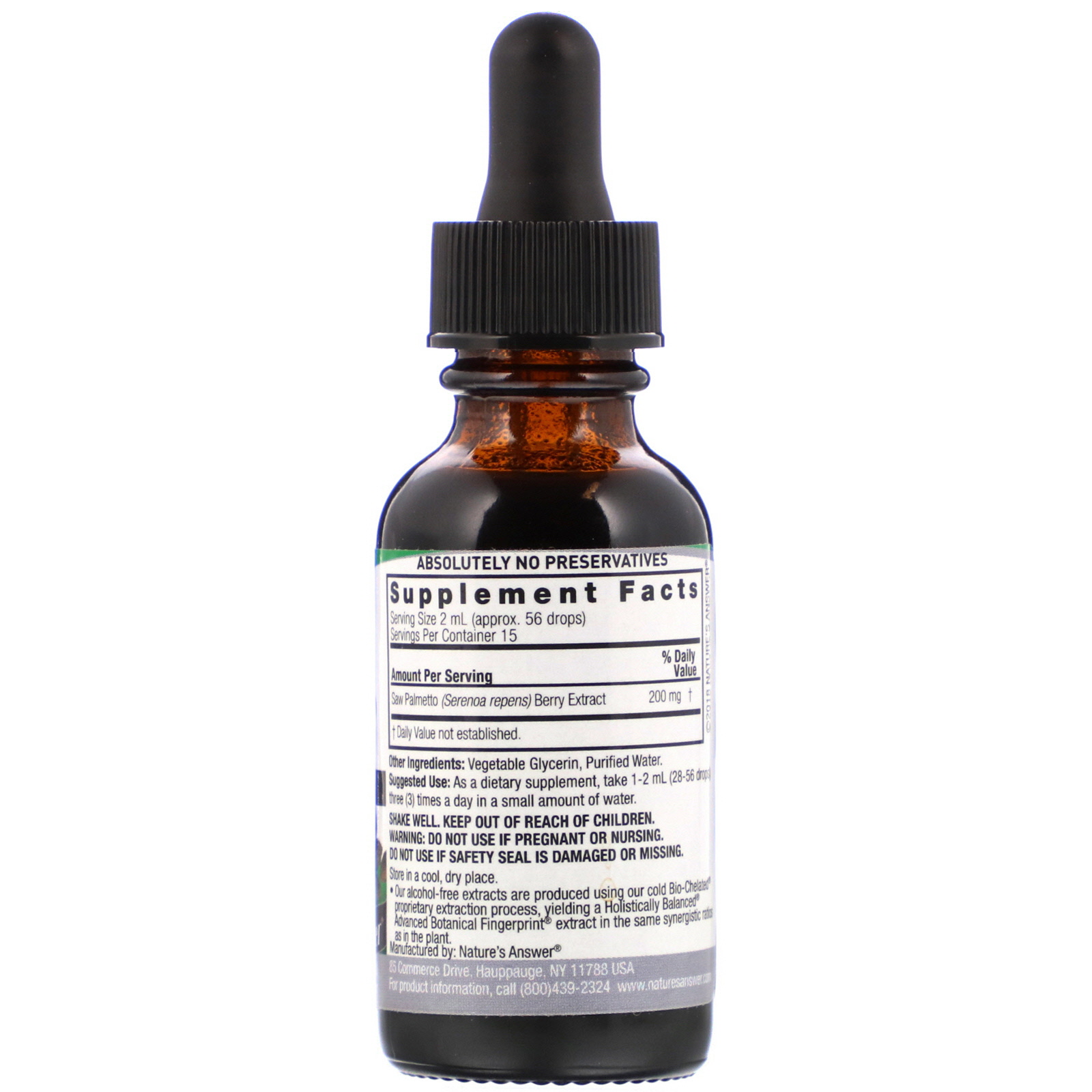 Nature's Answer, Saw Palmetto Extract, Alcohol-Free, 1,200 mg, 1 fl oz (30 ml) - Imagem 2