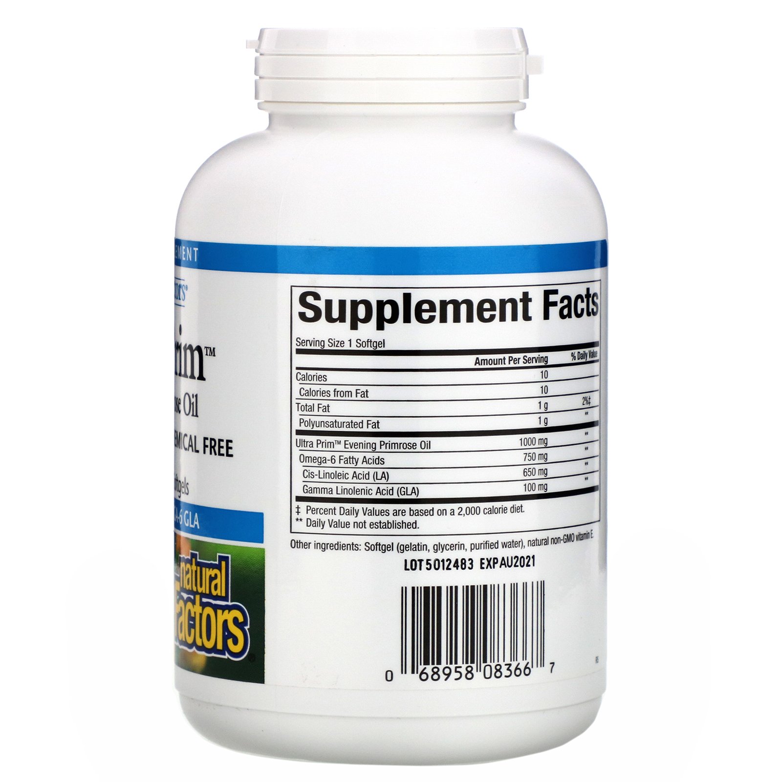 Natural Factors, OmegaFactors, Ultra Prim, Óleo de Prímula, 1000 mg, 240 Cápsulas Softgel - Imagem 2