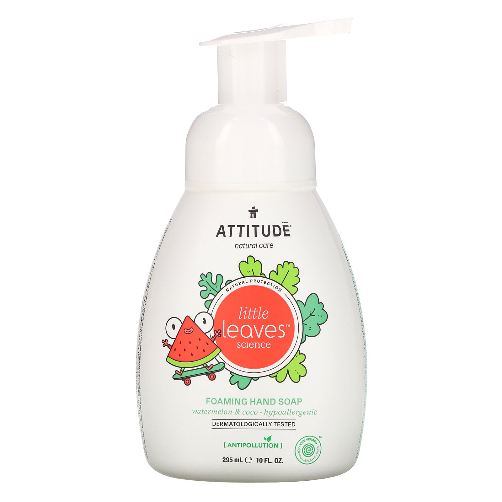ATTITUDE, Little Leaves Science, Sabonete Espumante, Melancia e Coco, 10 fl oz (295 ml)