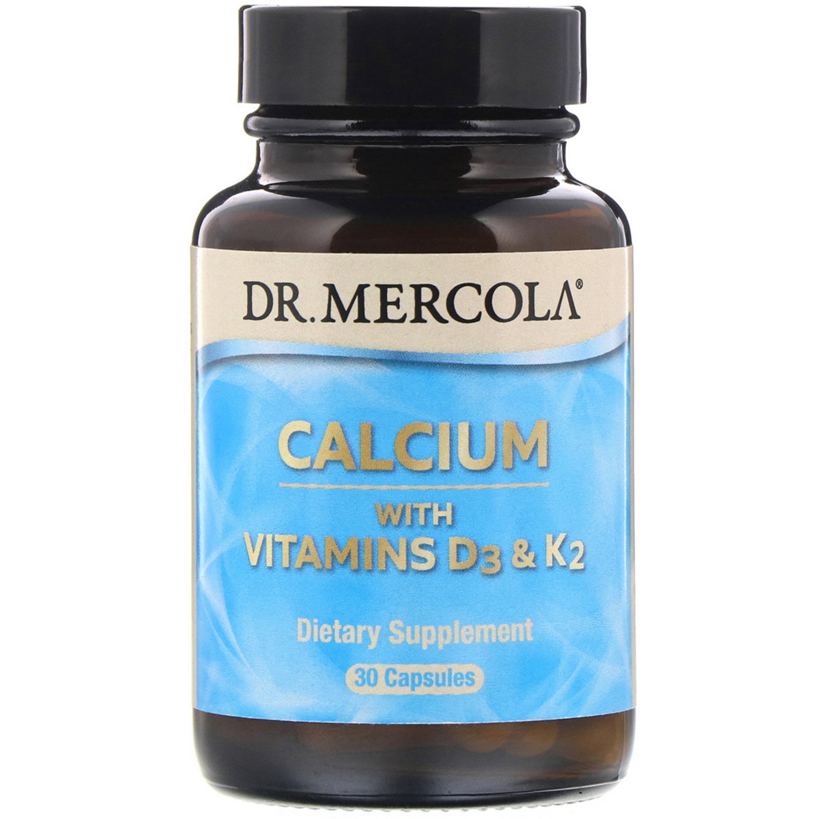 Dr. Mercola, Cálcio com Vitaminas D3 e K2, 30 Cápsulas