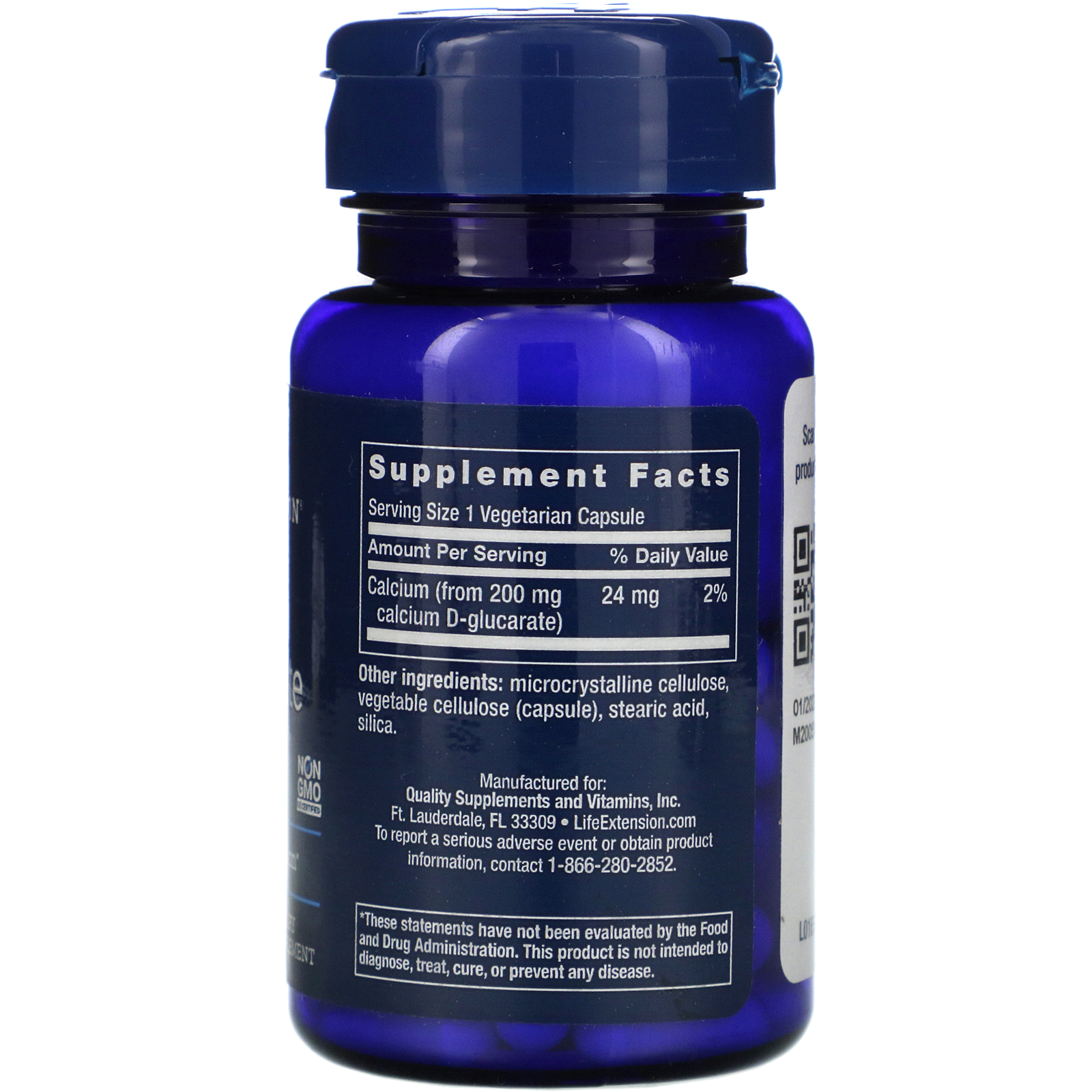 Life Extension, D-Glucarato de Cálcio, 200 mg, 60 Cápsulas Vegetais - Imagem 2