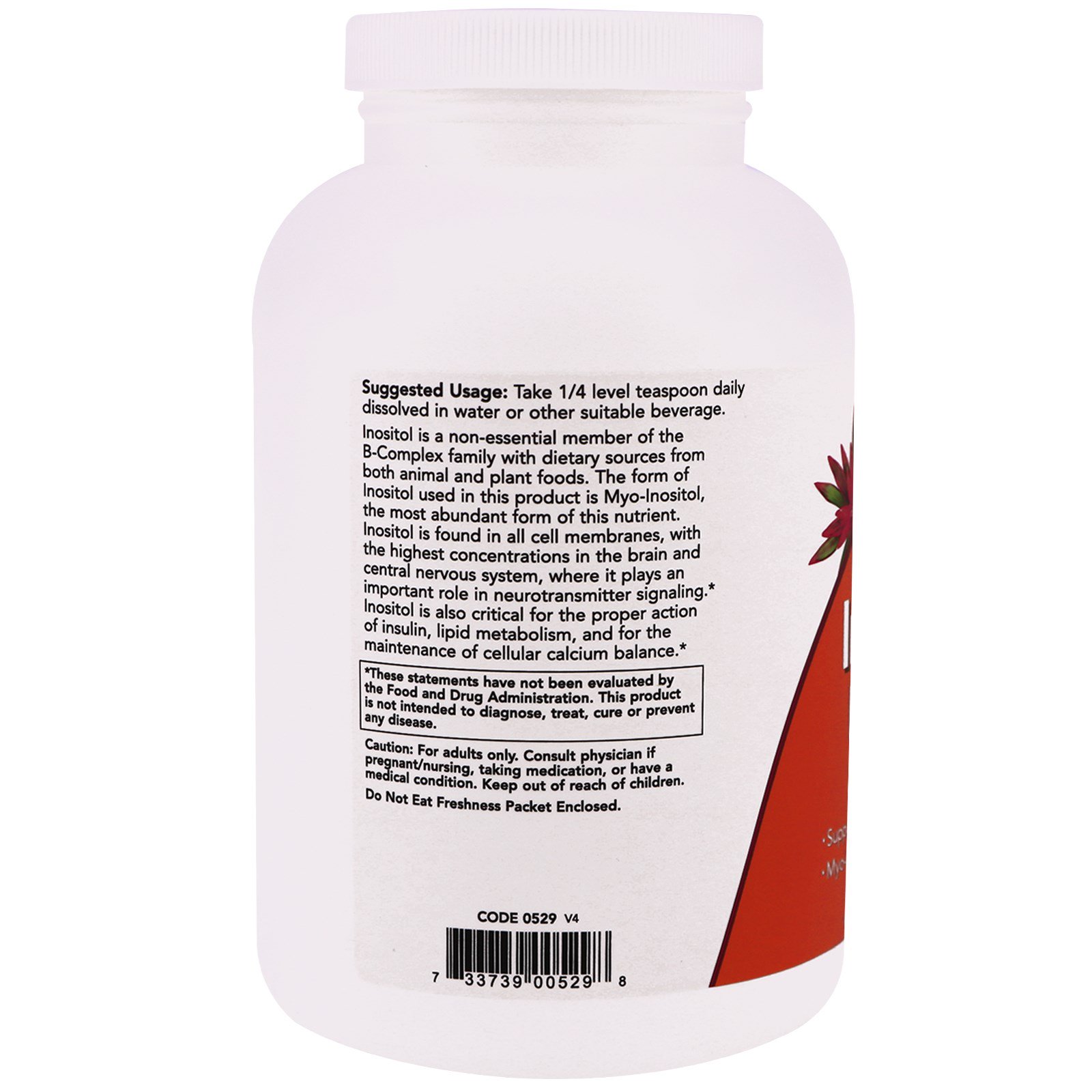 Now Foods, Inositol em Pó, 454 g (1 lb) - Imagem 3