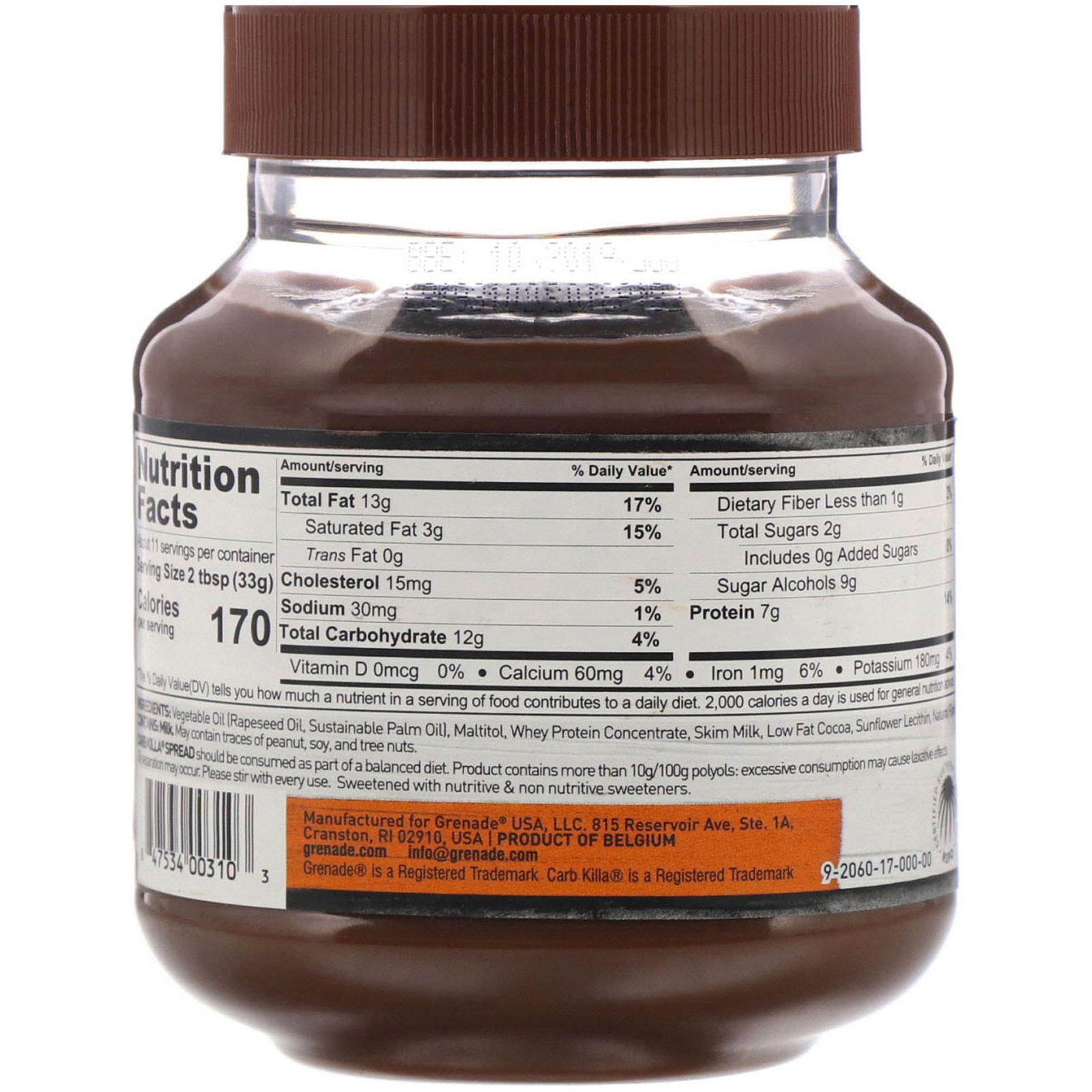 Grenade, Pasta de Proteína Carb Killa, Chocolate ao Leite, 12,7 oz (360 g) - Imagem 2