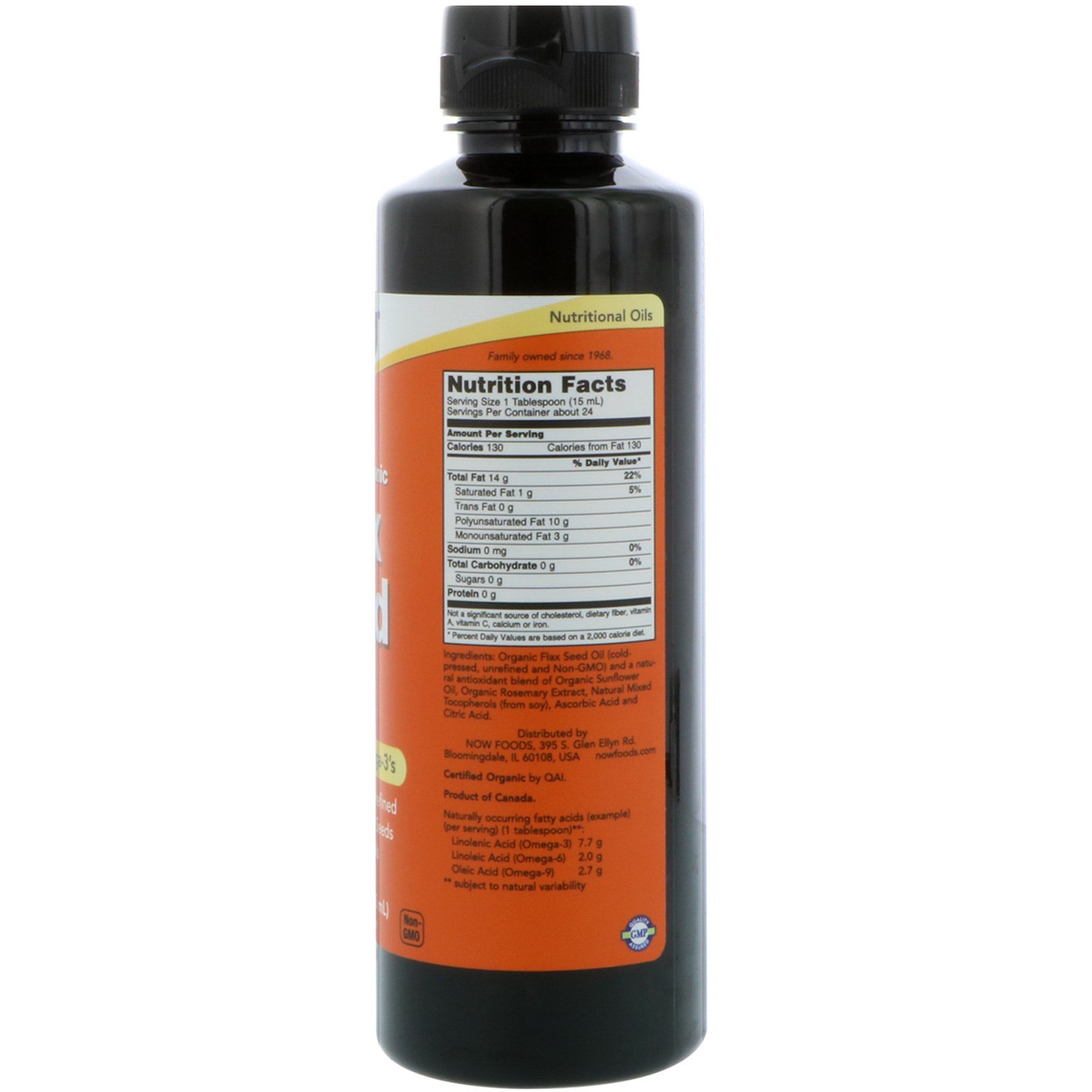 Now Foods, Orgânico certificado, Óleo de semente de linhaça, 355 ml - Imagem 2