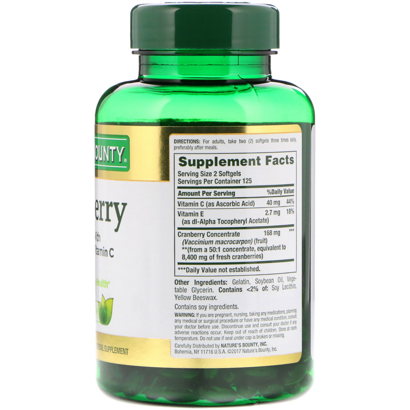 Nature's Bounty, Cranberry com Vitamina C, 250 Cápsulas Softgel de Liberação Rápida - Imagem 2