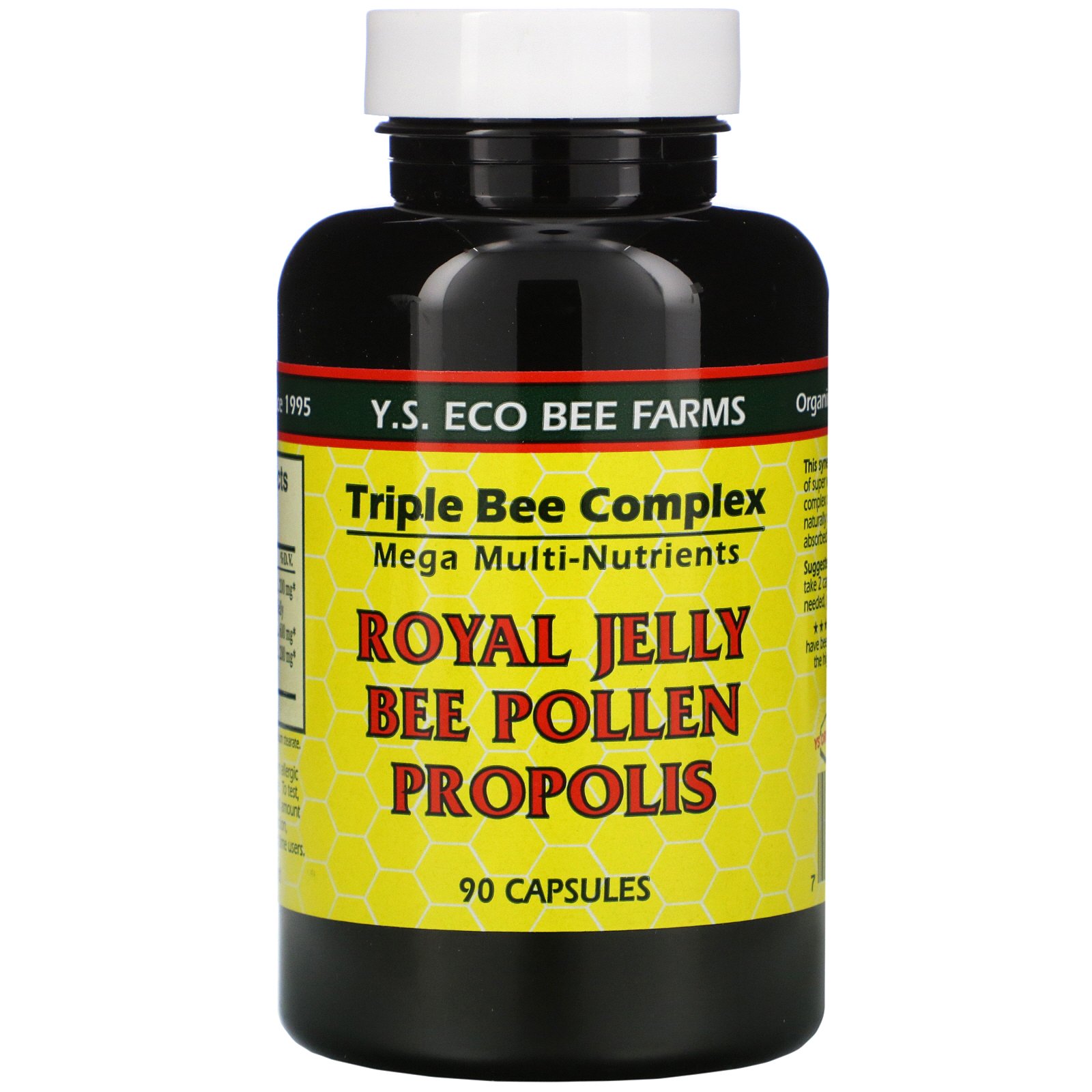 Y.S. Eco Bee Farms, Geleia Real, Pólen de Abelhas, Própolis, 90 Cápsulas