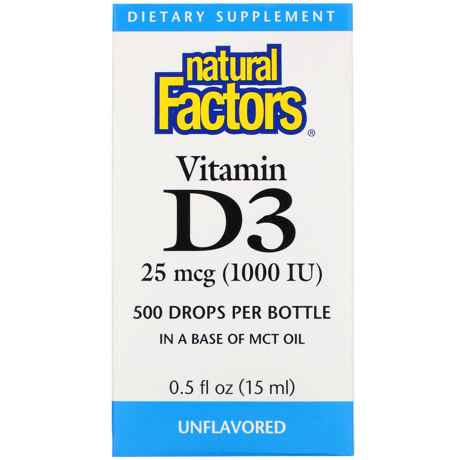 Natural Factors, Vitamina D3, Gotas, 1.000 UI, 15 ml (0,5 fl oz) - Imagem 2