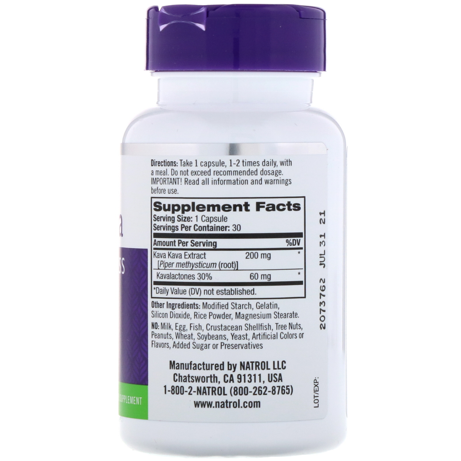 Natrol, Kava Kava, 200 mg, 30 Cápsulas - Imagem 2