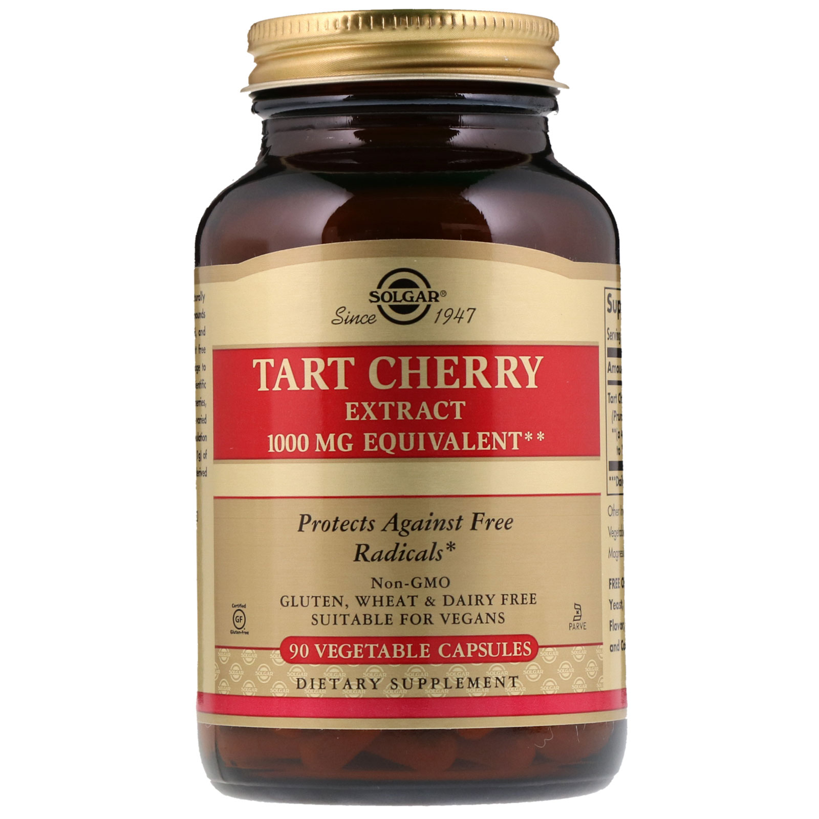 Solgar, Tart Cherry Extract, 90 Cápsulas Vegetais - Imagem 3