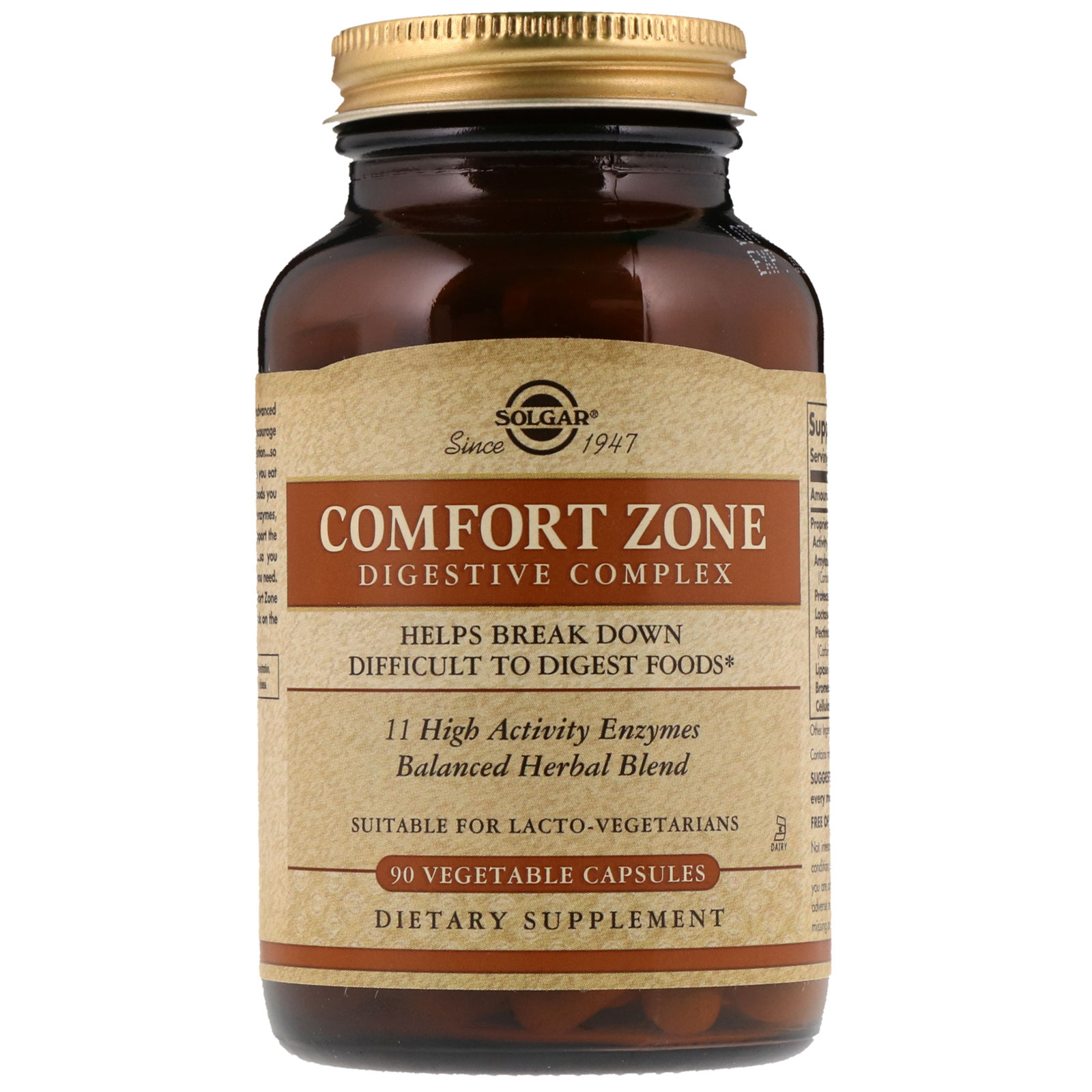 Solgar, Comfort Zone Digestive Complex, 90 Vegetable Capsules - Imagem 3