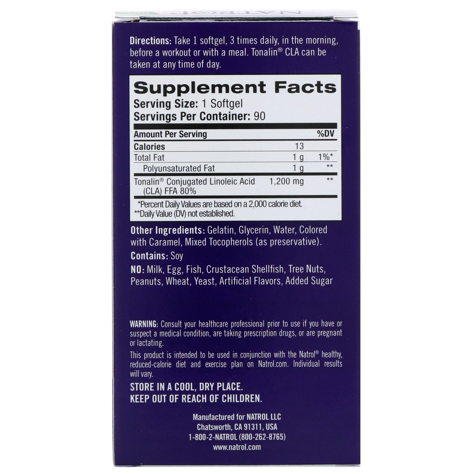 Natrol, Tonalin CLA, 1200 mg, 90 Cápsulas Softgel - Imagem 2