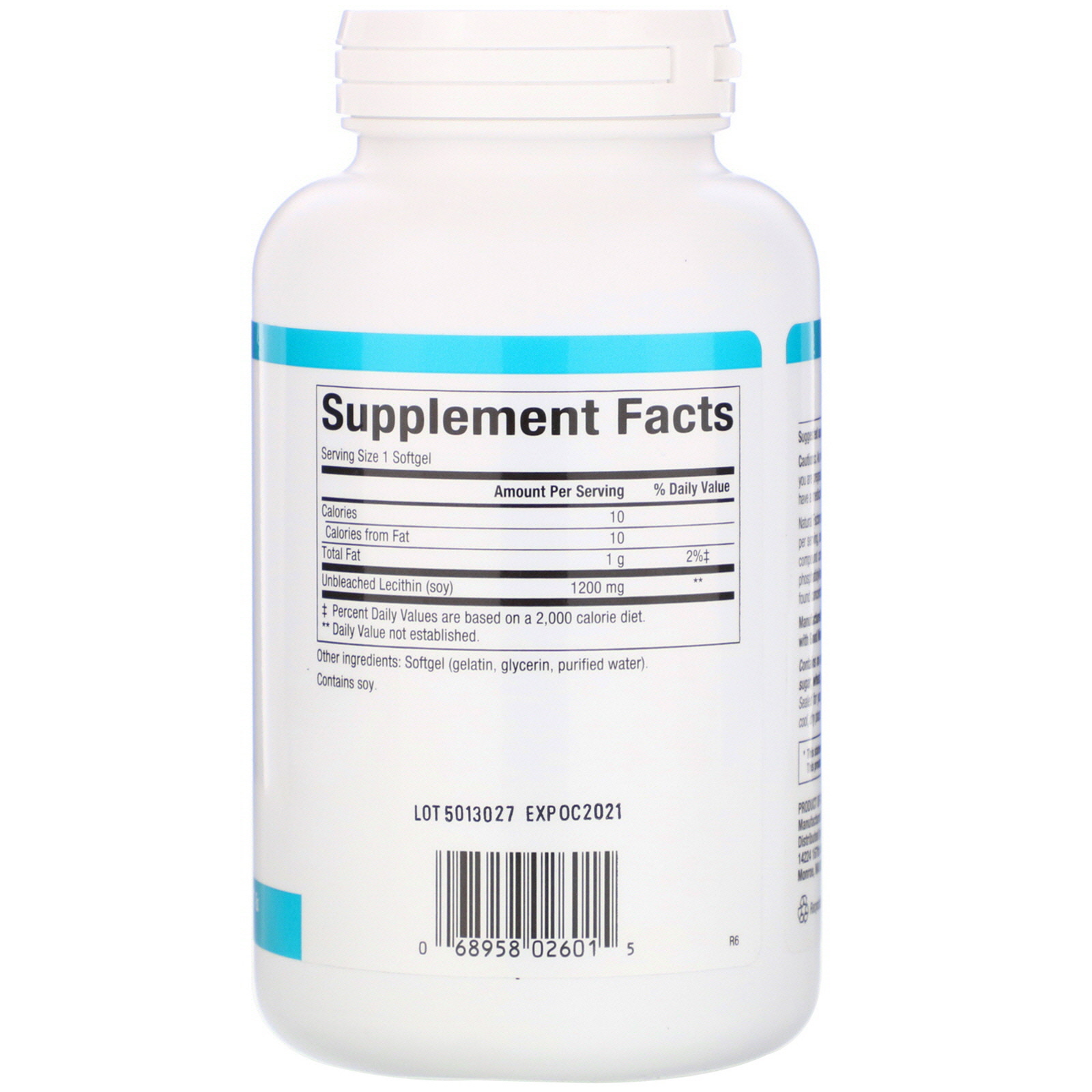 Natural Factors, Lecitina não branqueada, 1200 mg, 180 cápsulas softgel - Imagem 2