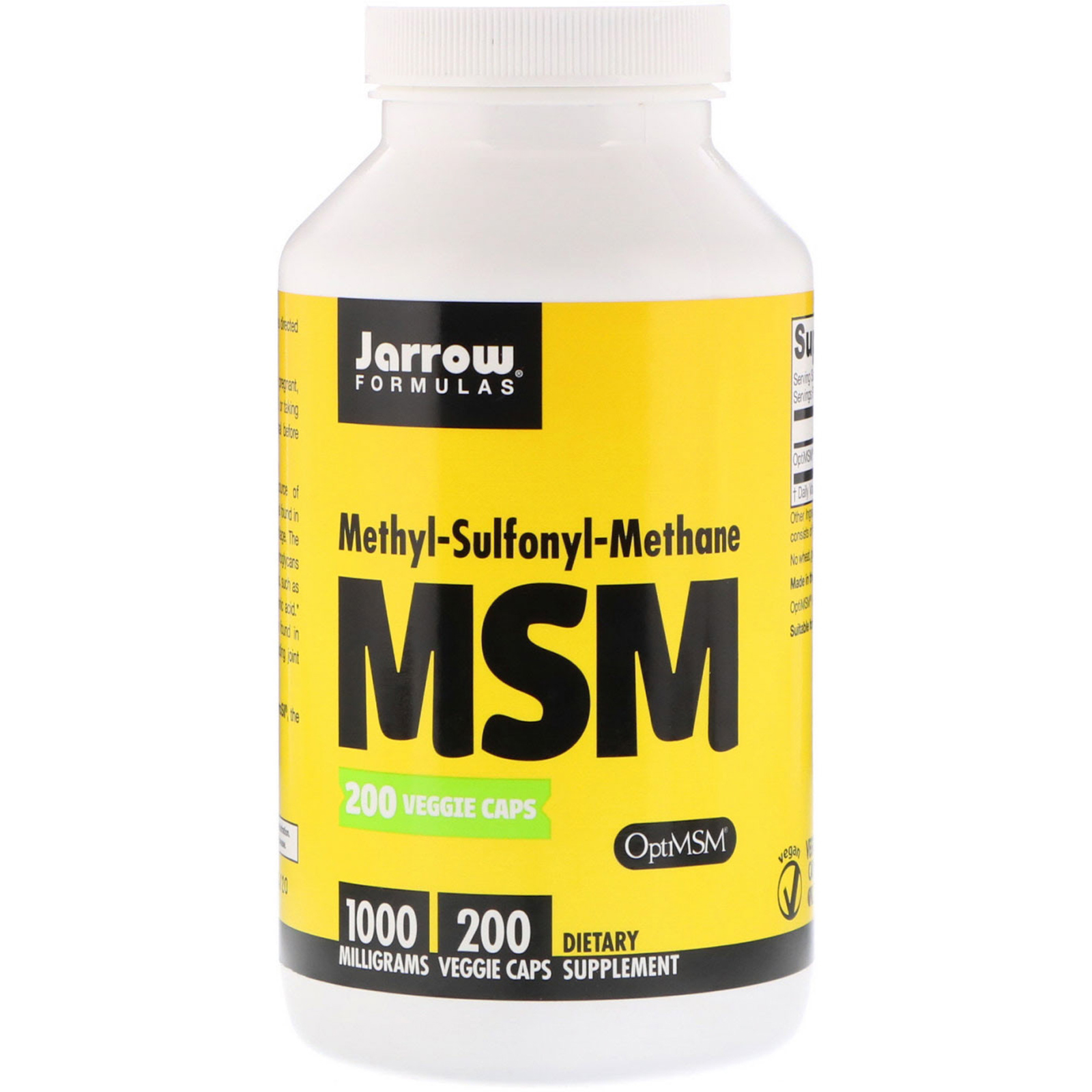 Jarrow Formulas, MSM, 1.000 mg, 200 Cápsulas Vegetais