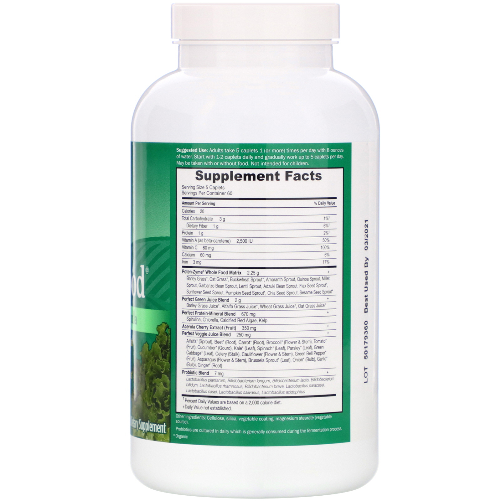 Garden of Life, Perfect Food, Super Green Formula, 300 Vegetarian Caplets - Imagem 2
