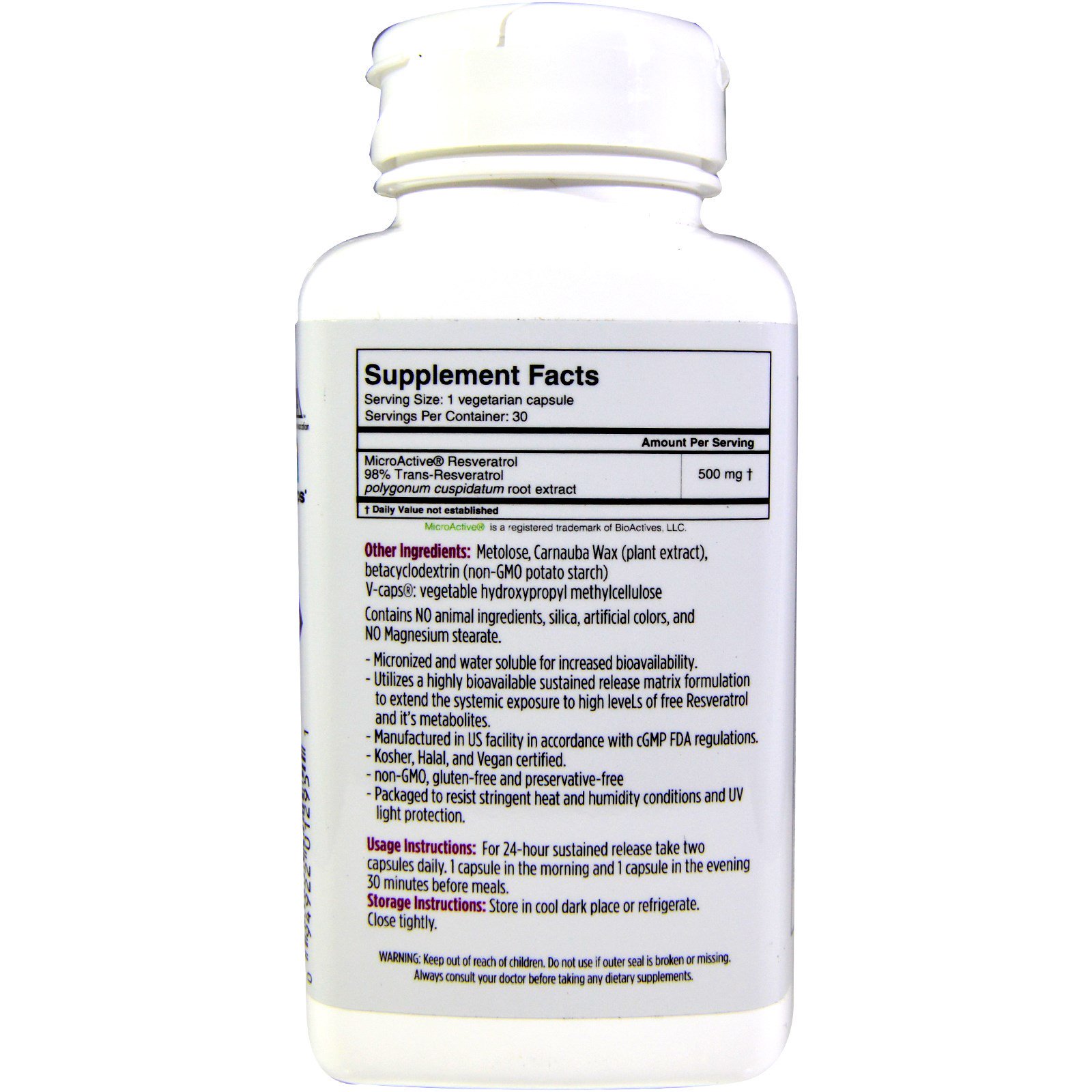 Biotivia, TransmaxTR, Trans-Resveratrol, 500 mg, 60 Cápsulas - Imagem 2