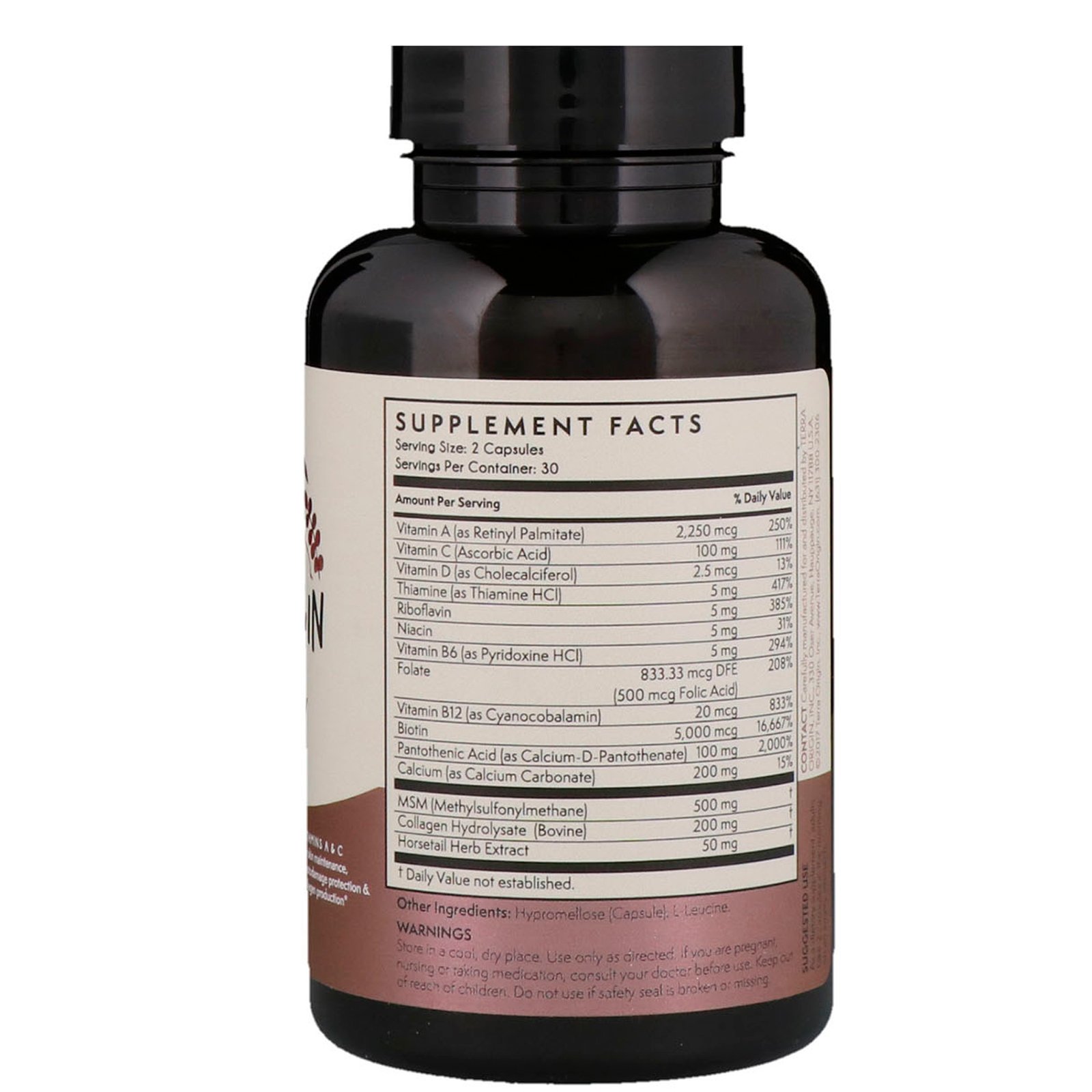 Terra Origin, Beauty, Hair Skin & Nails, 60 Capsules - Imagem 2