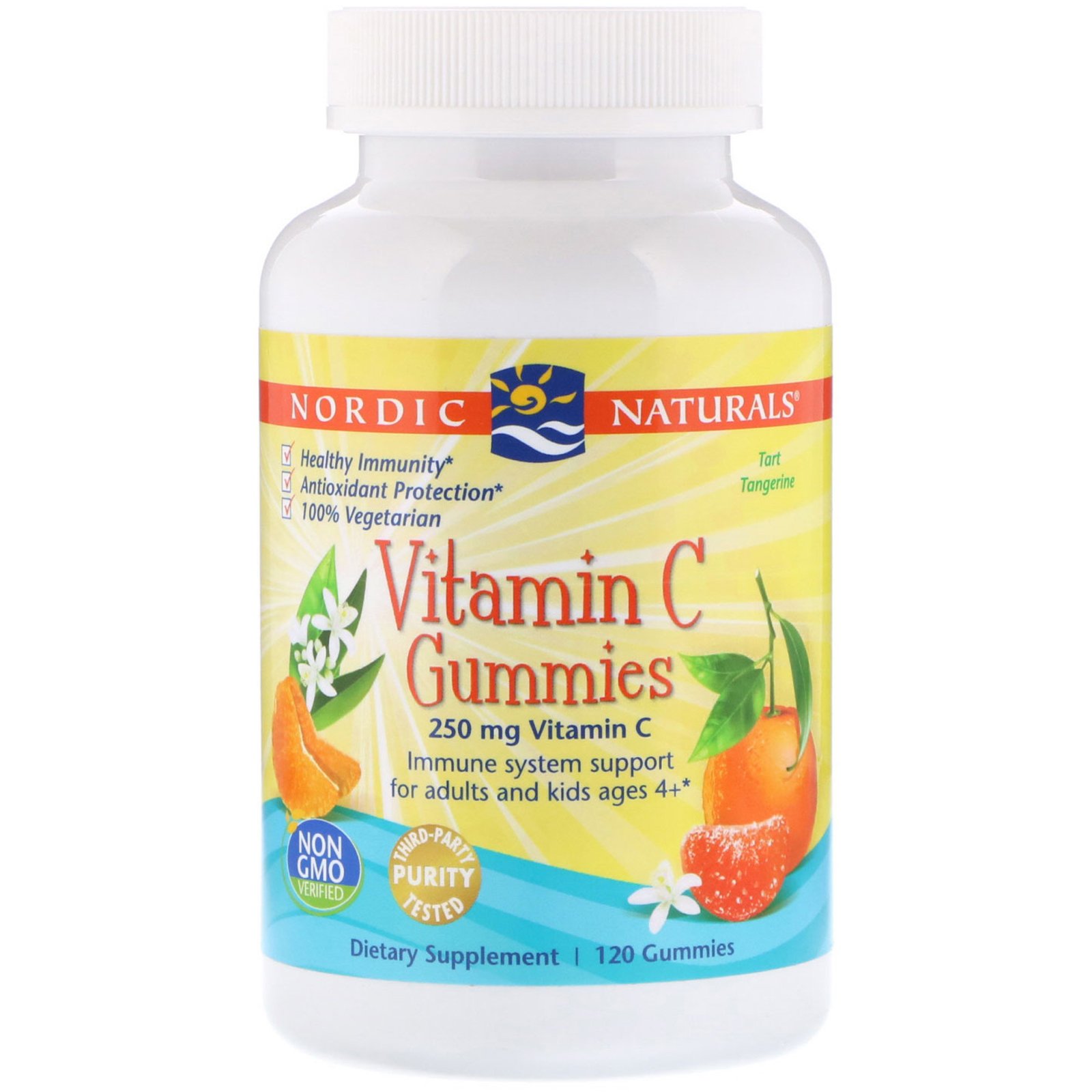 Nordic Naturals, Vitamina C, Balas de Goma, Torta de Tangerina, 250 mg, 120 Balas de Goma
