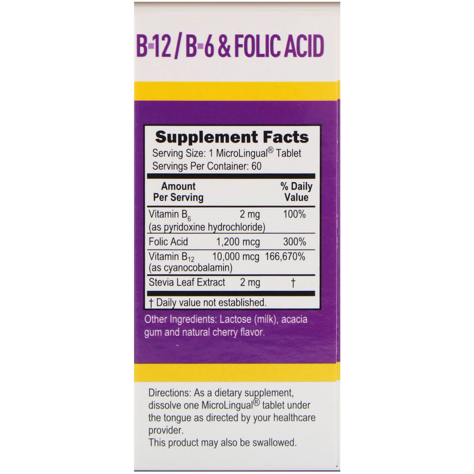 Superior Source, B12, B6 e Ácido Fólico Extra Fortes, 10.000 µg / 1.200 µg, 60 Comprimidos MicroLingual de Dissolução Instantânea - Imagem 2