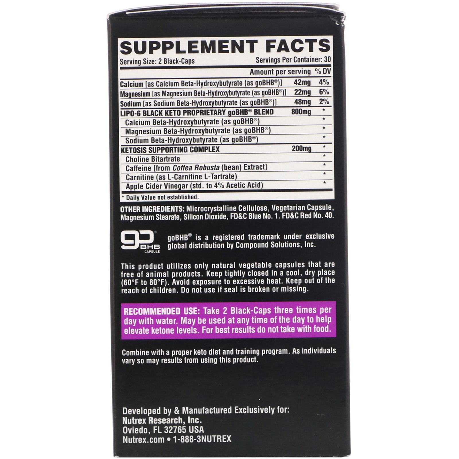 Nutrex Research, LIPO-6 Black Keto, Advanced Formula, 60 Black-Caps - Imagem 2