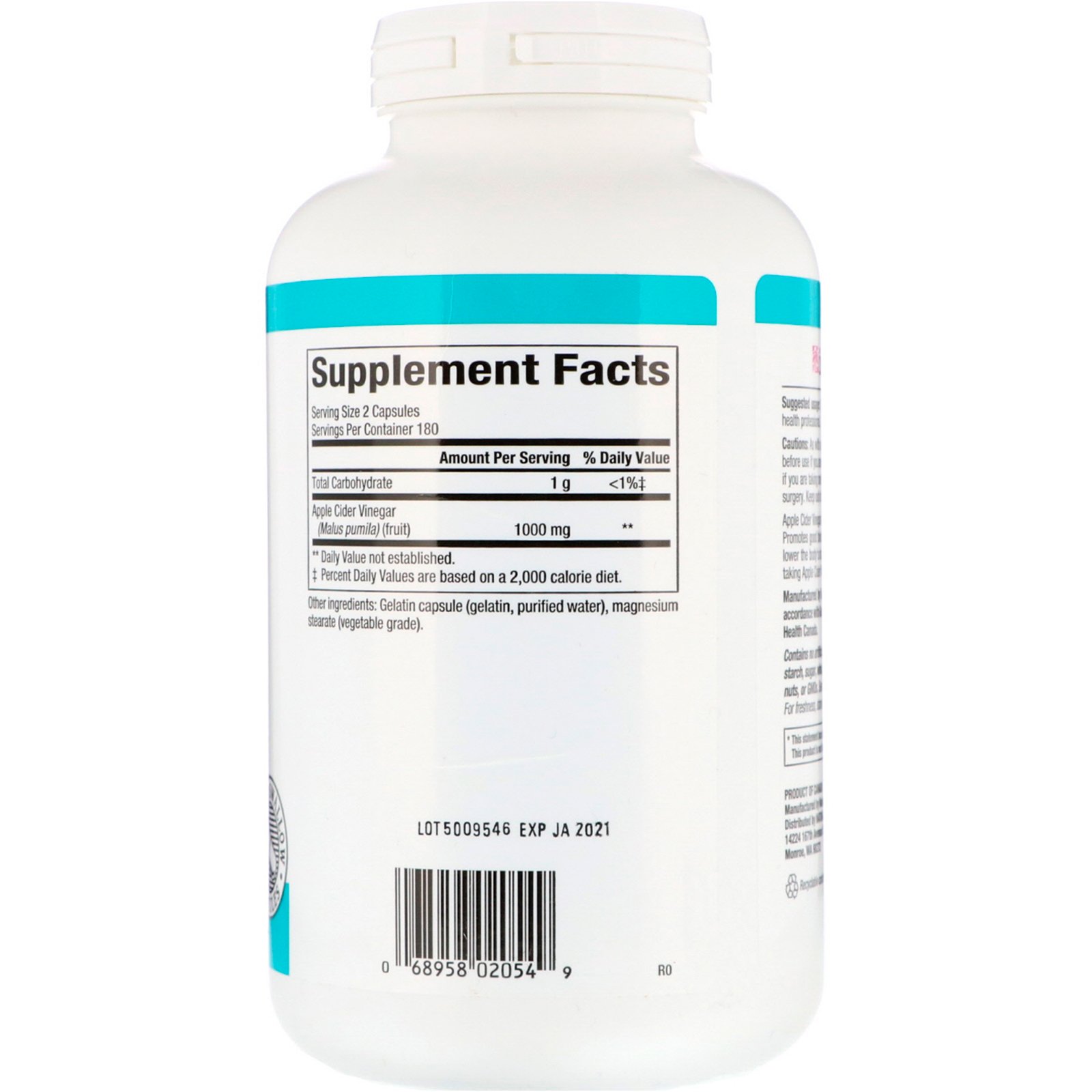 Natural Factors, Vinagre de Sidra de Maçã, 500 mg, 360 Cápsulas - Imagem 2