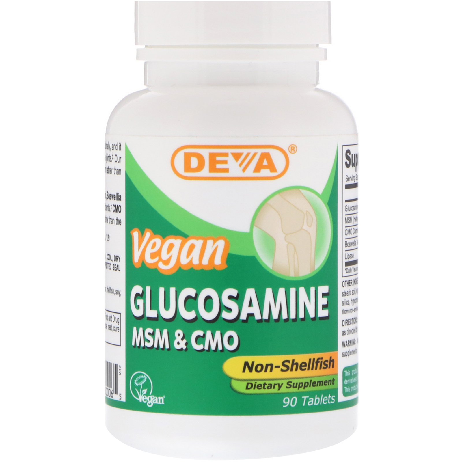 Deva, Vegan, Glucosamine MSM & CMO, Non-Shellfish, 90 Tablets