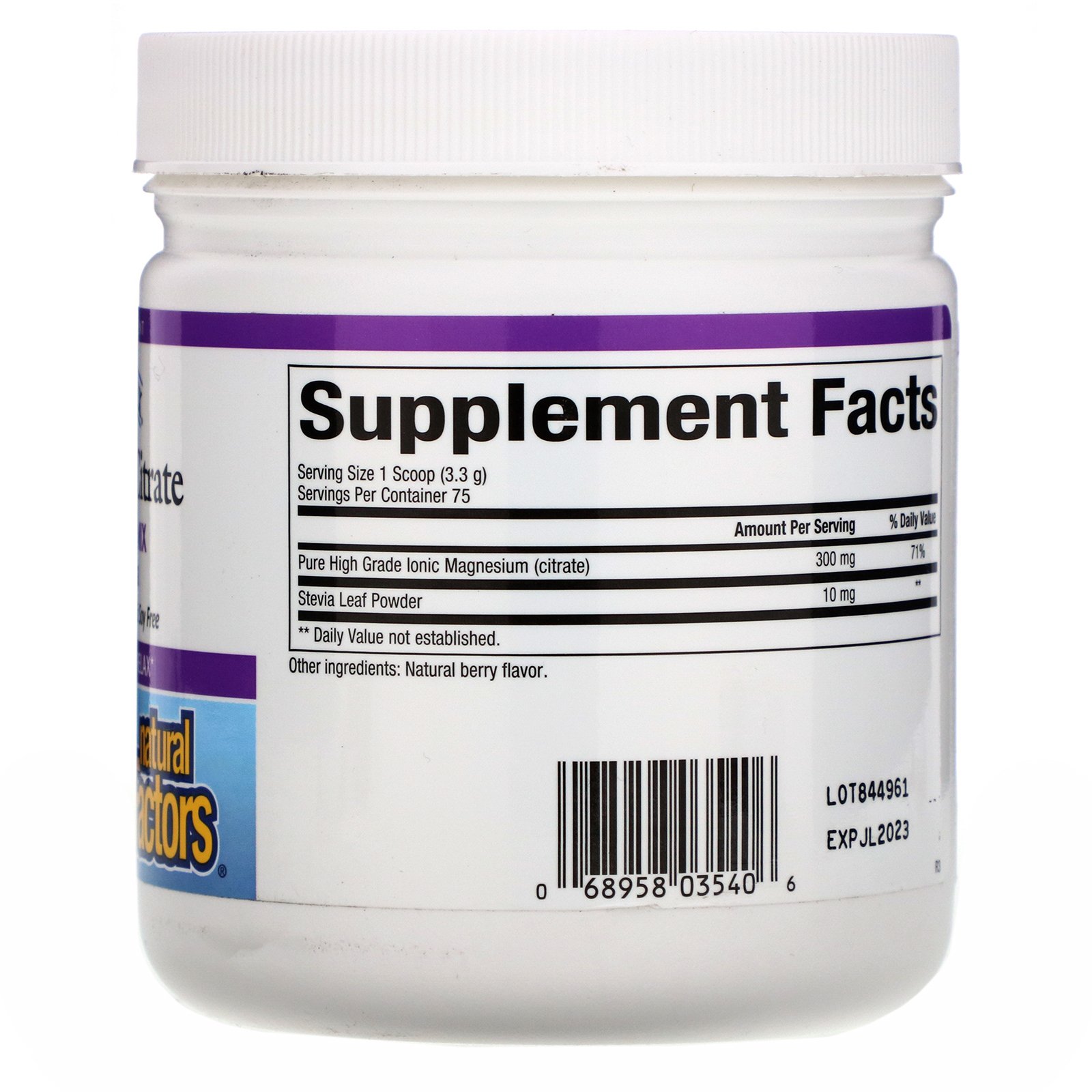 Natural Factors, Stress-Relax, Magnesium Citrate, Berry Drink Mix, 8.8 oz (250 g) - Imagem 2