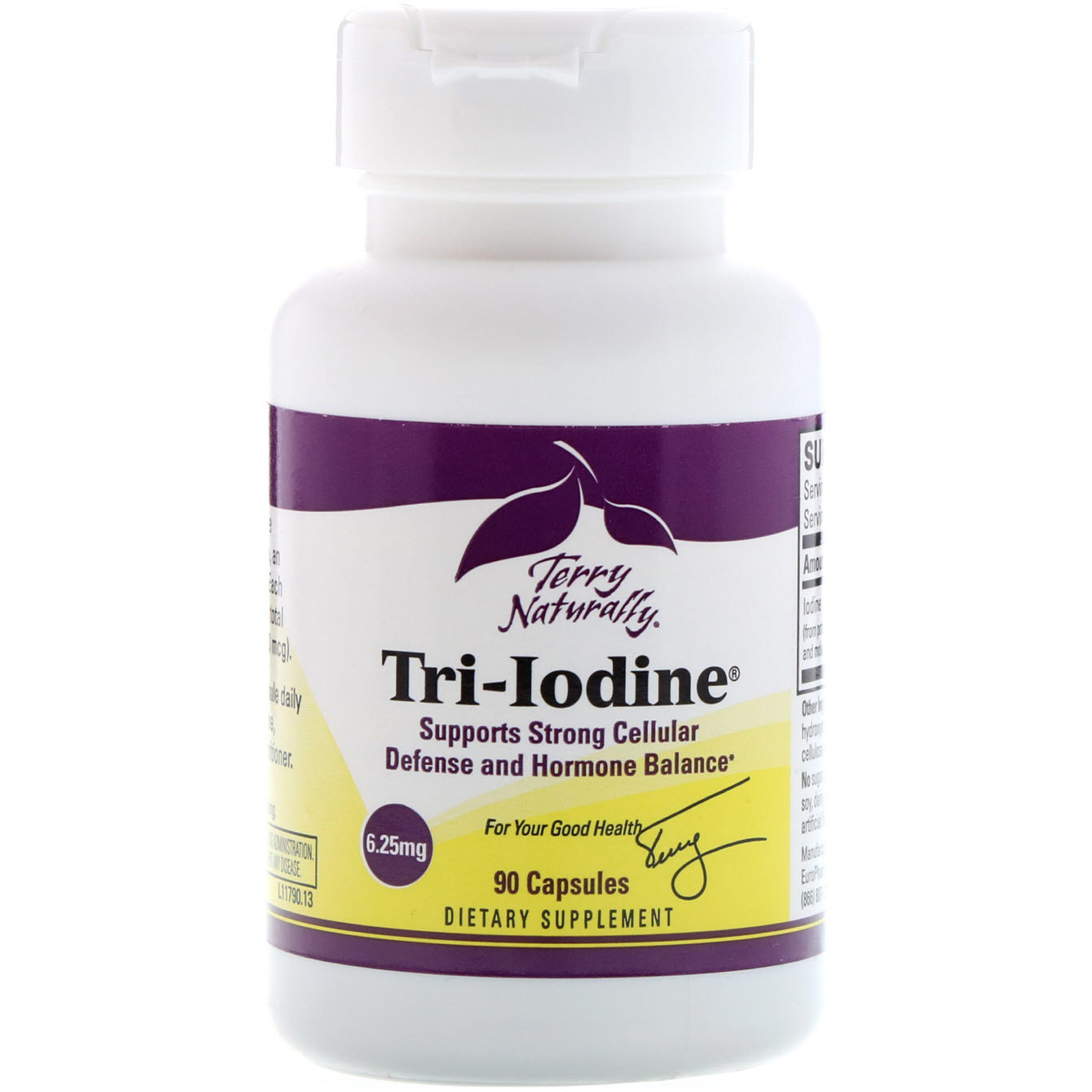 EuroPharma, Terry Naturally, Tri-iodotironina, 6,25 mg, 90 Cápsulas - Imagem 3
