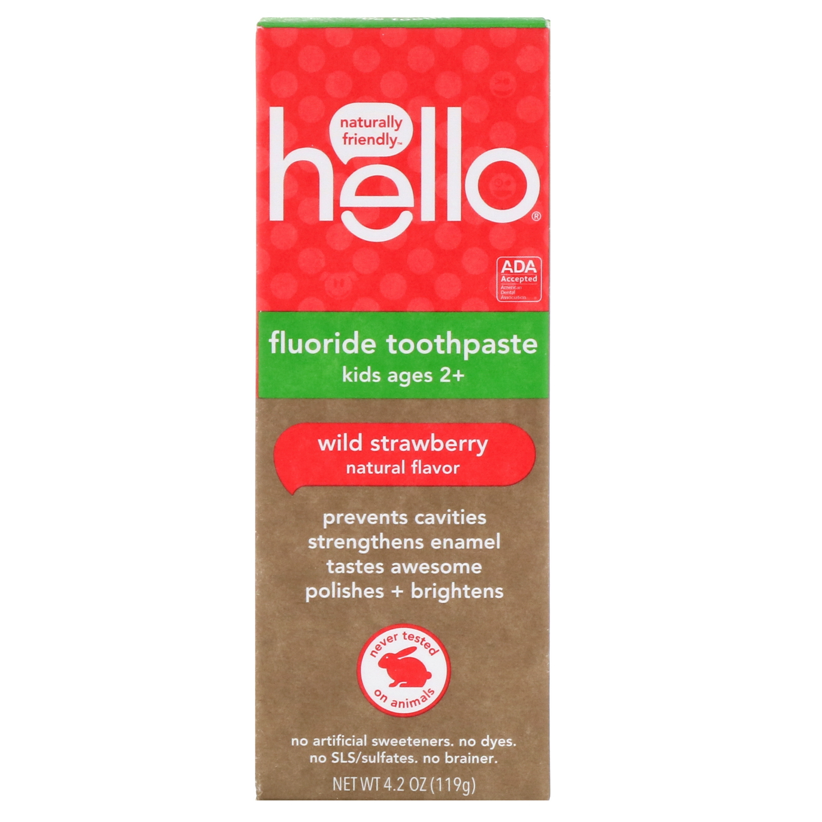 Hello, Kids, Creme Dental com Flúor, Morango Selvagem, 4,2 oz (119 g)