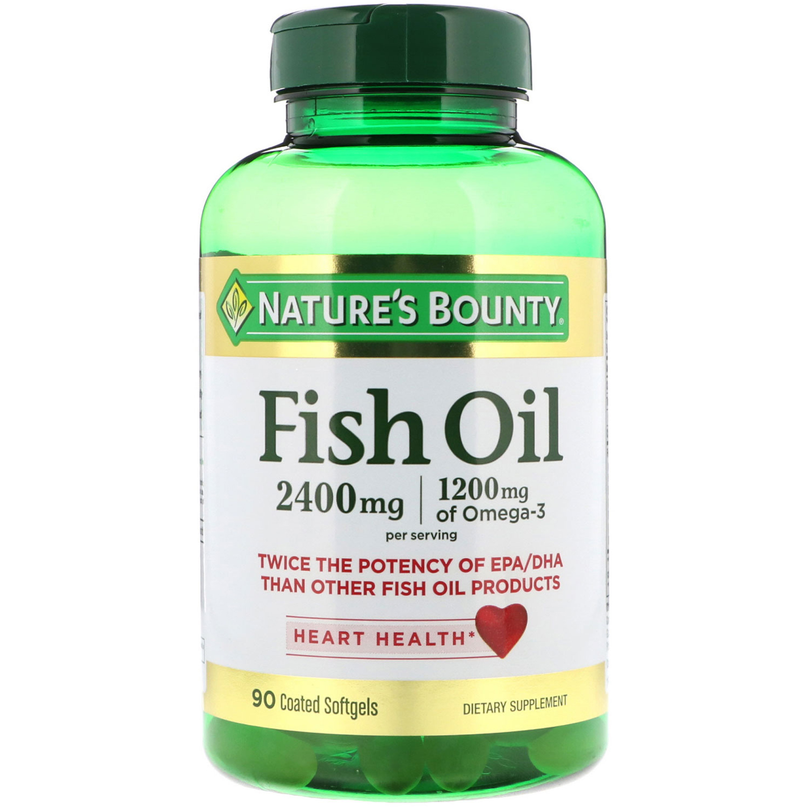 Nature's Bounty, Óleo de Peixe, 2400 mg, 90 Softgels Revestidas