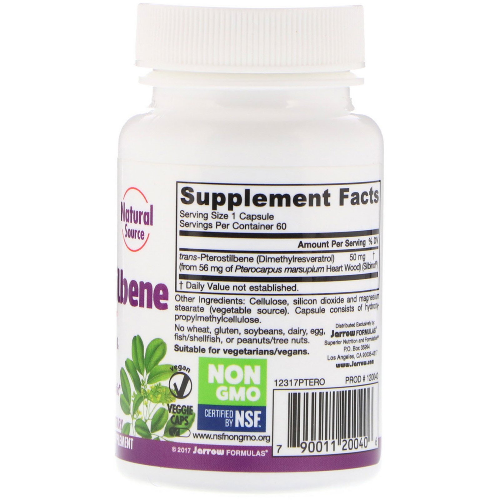 Jarrow Formulas, Trans-Pterostilbeno, 50 mg, 60 Cápsulas Vegetais - Imagem 2