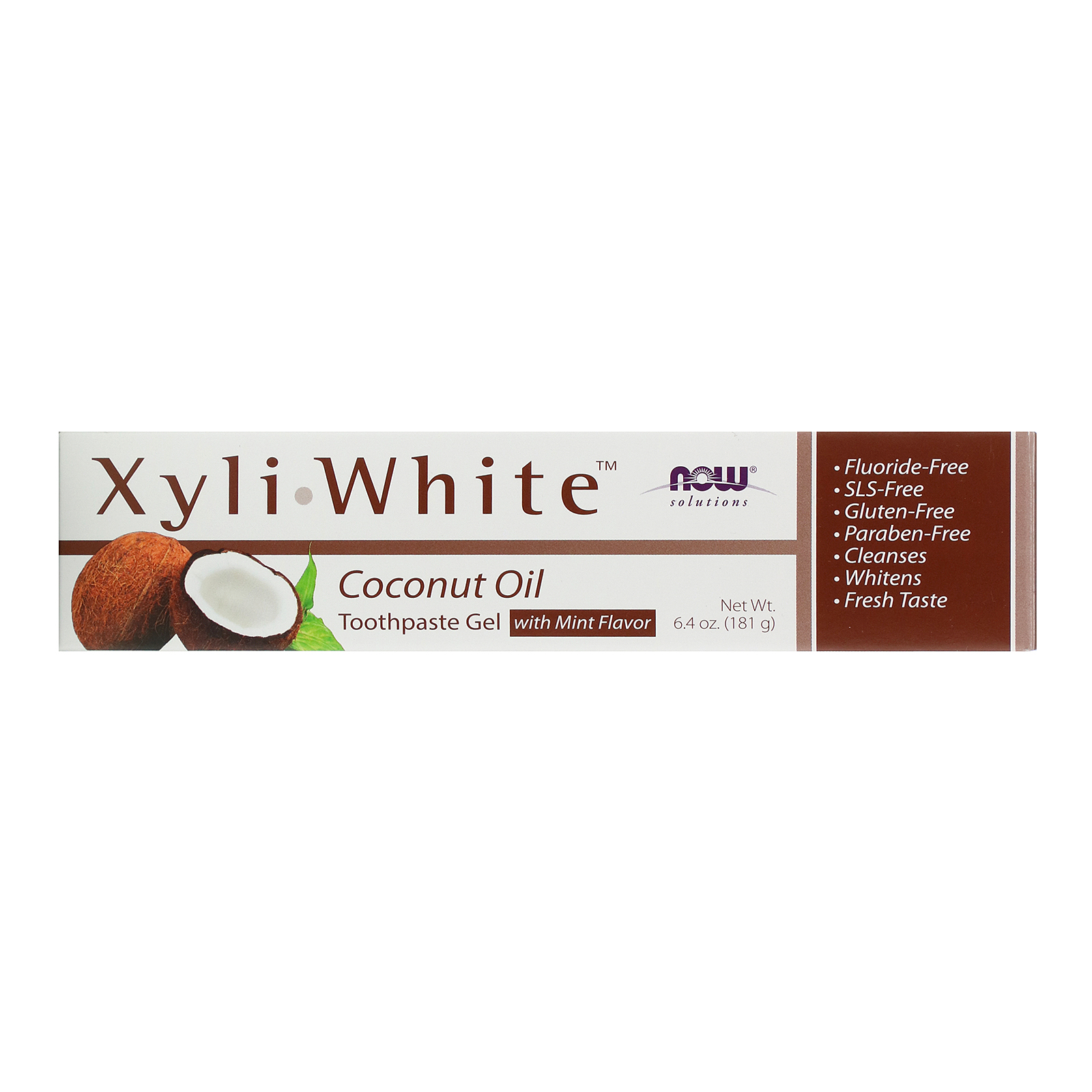 Now Foods, Solutions, XyliWhite, Gel Dental, Óleo de Coco, Sabor Menta, 181 g (6,4 oz) - Imagem 2