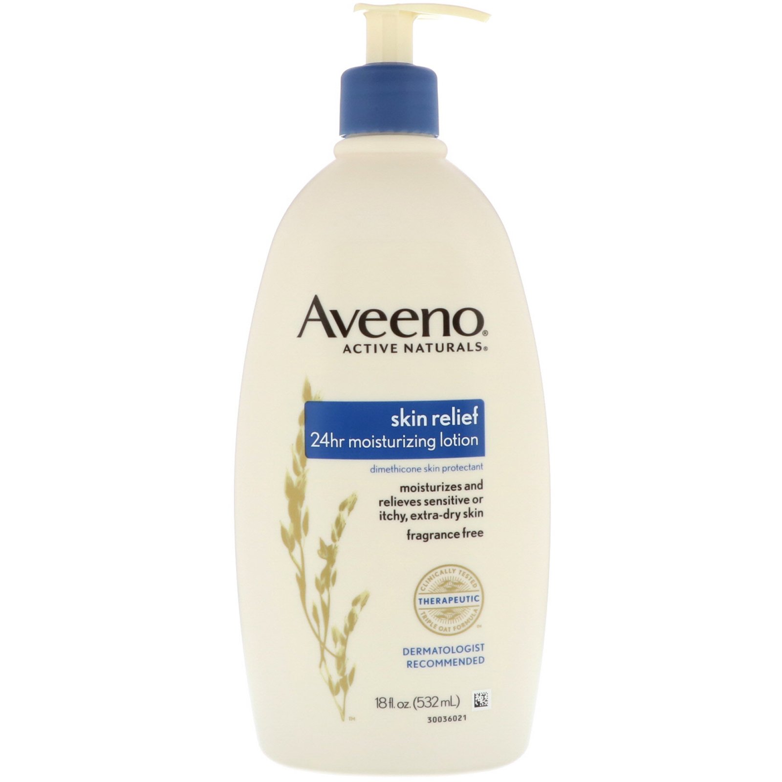 Aveeno, Active Naturals, Loção Hidratante para Alívio da Pele 24 horas, Sem Perfume, 532 ml (18 fl oz)