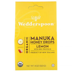 Wedderspoon, Gotas de Mel Manuka Orgânico, Limão com Própolis de Abelhas, 120 g (4 oz)