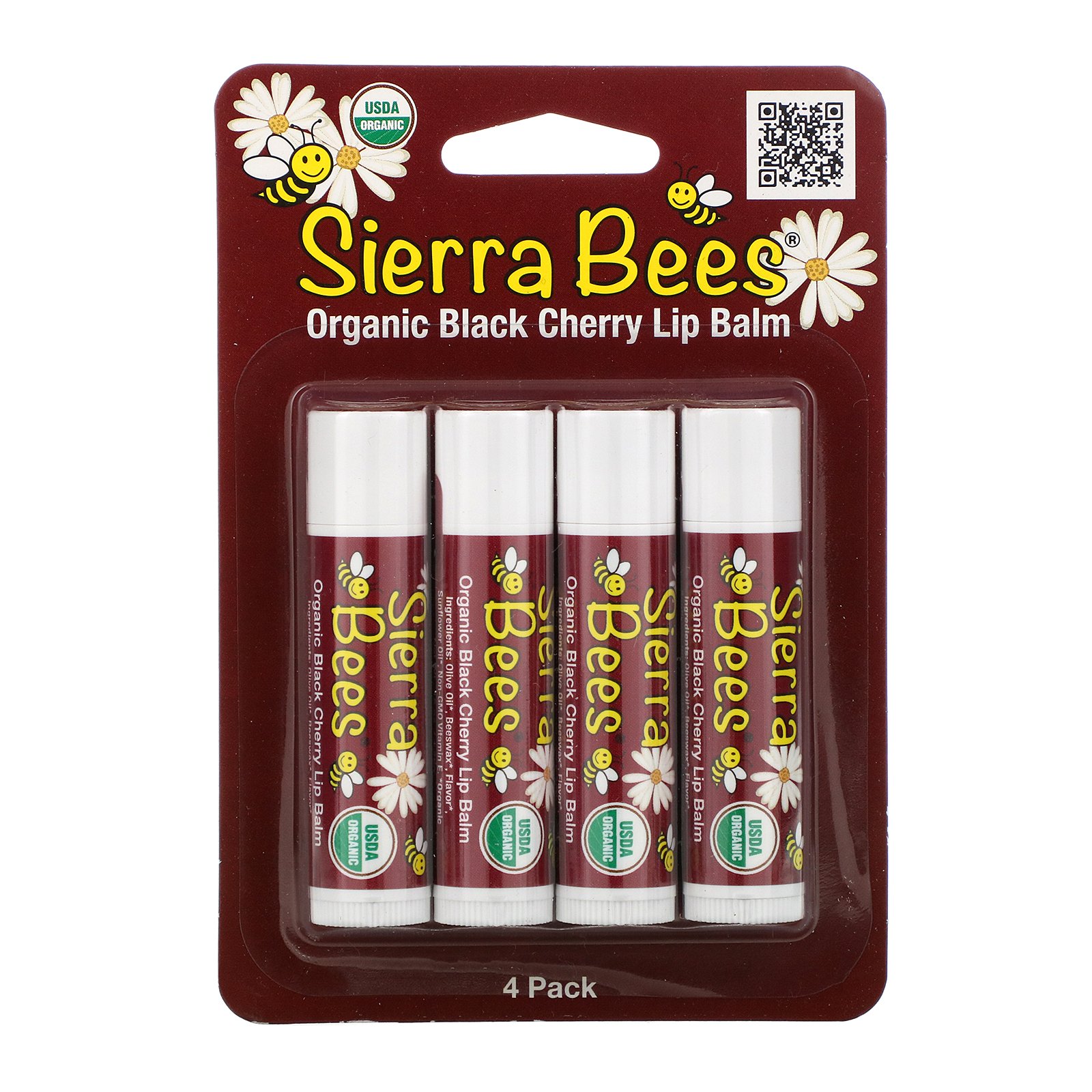 Sierra Bees, Bálsamos Orgânicos Labiais, Cereja Preta, 4 Pacotes, 0,15 oz (4,25 g) cada - Imagem 2