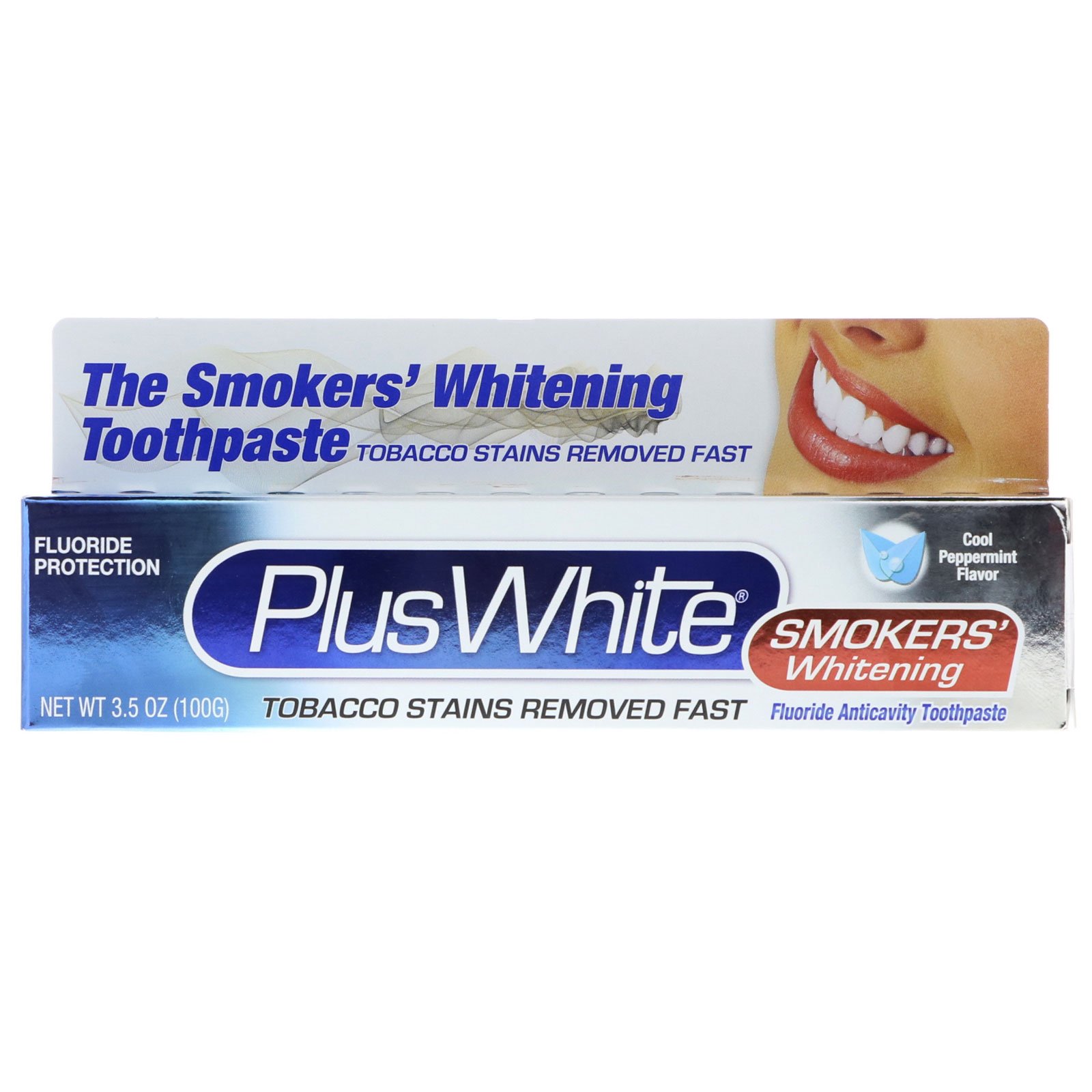 Plus White, The Smokers' Whitening Toothpaste, Cool Peppermint Flavor, 3.5 oz (100 g) - Imagem 2
